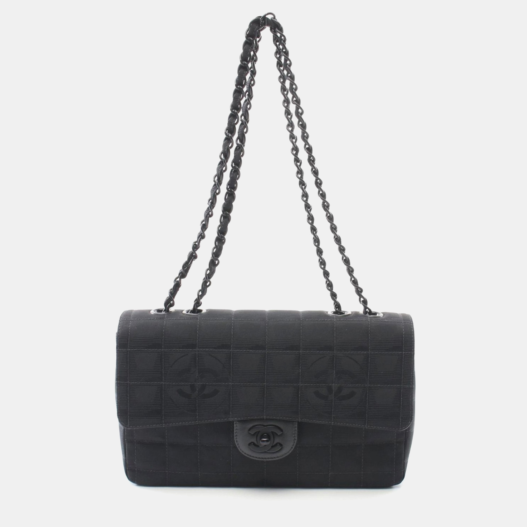 

Chanel New Travel Line Chain Shoulder Bag Nylon Canvas Black