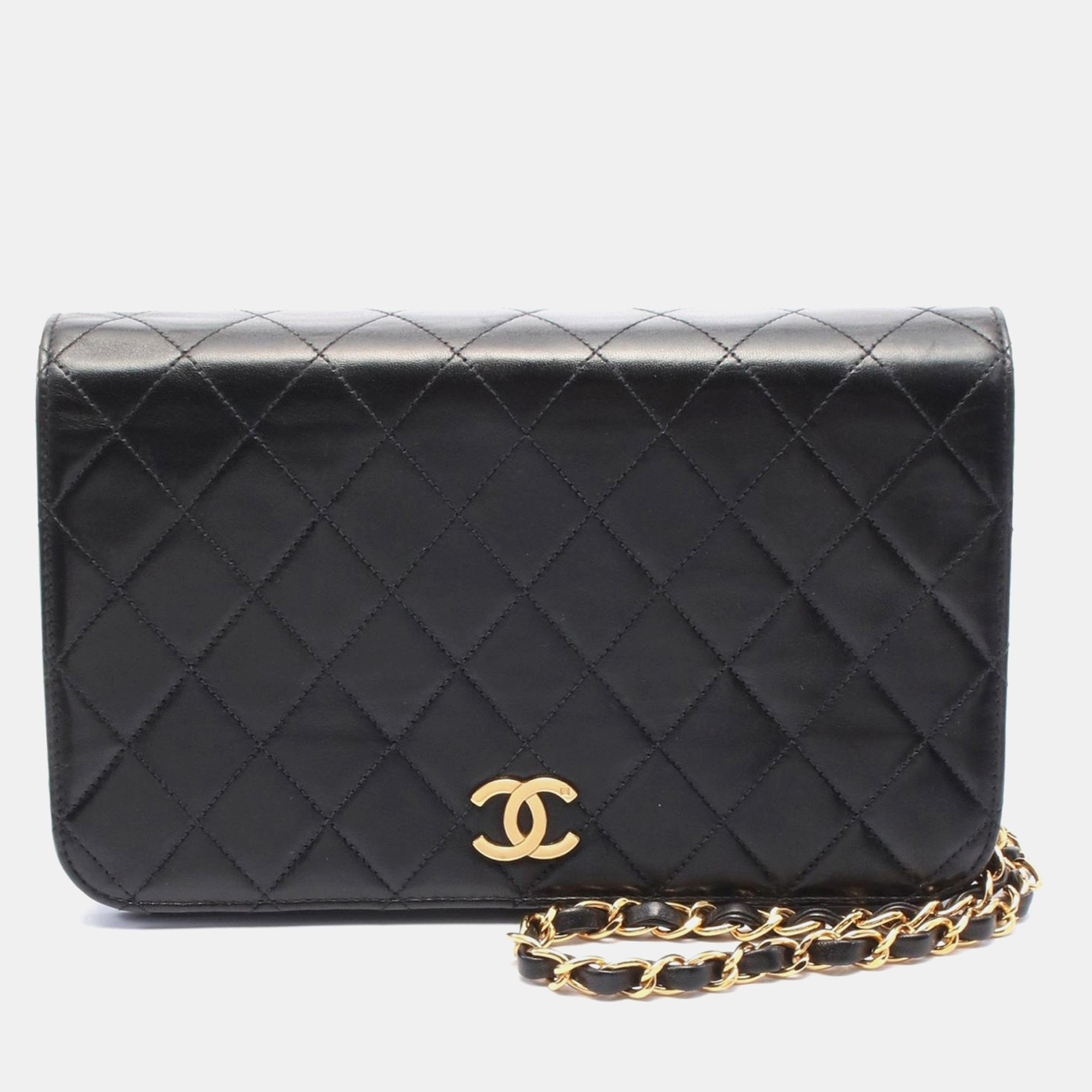 

Chanel Matelasse Full Flap Chain Shoulder Bag Lambskin Black Ghw