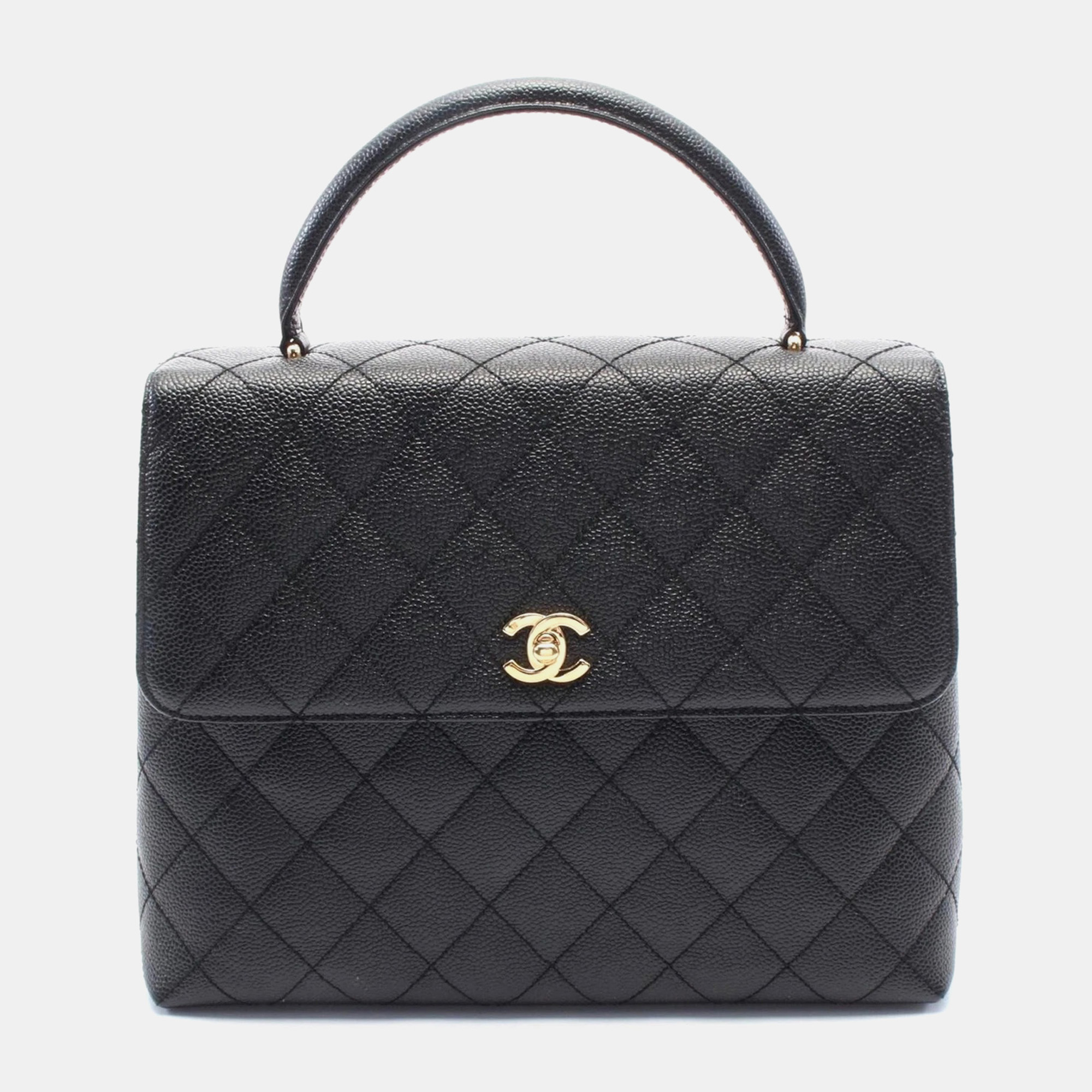 

Chanel Matelasse Top Handle Hand Bag Leather Black Ghw