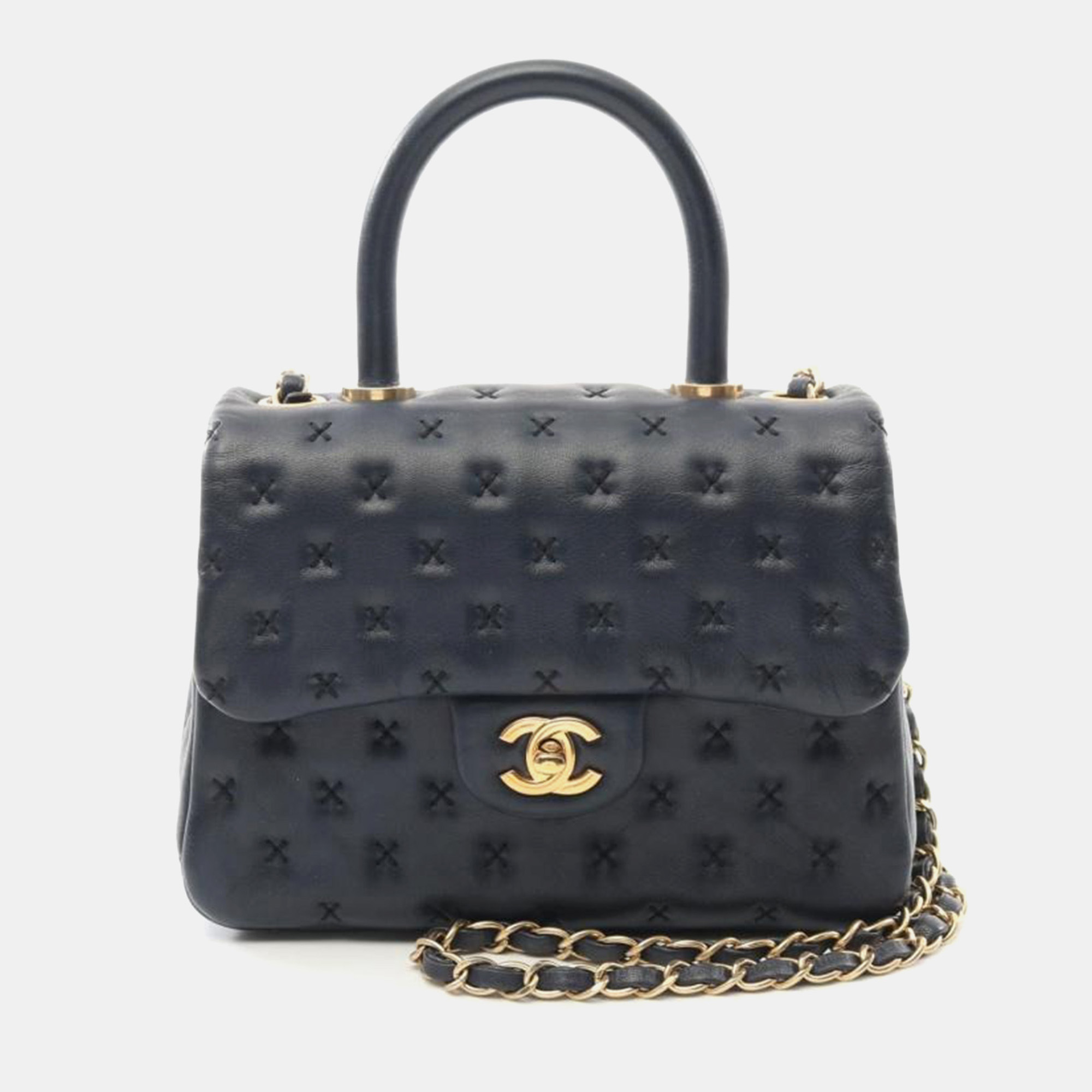 

Chanel Coco Handle Flap Cross Stitch, Black