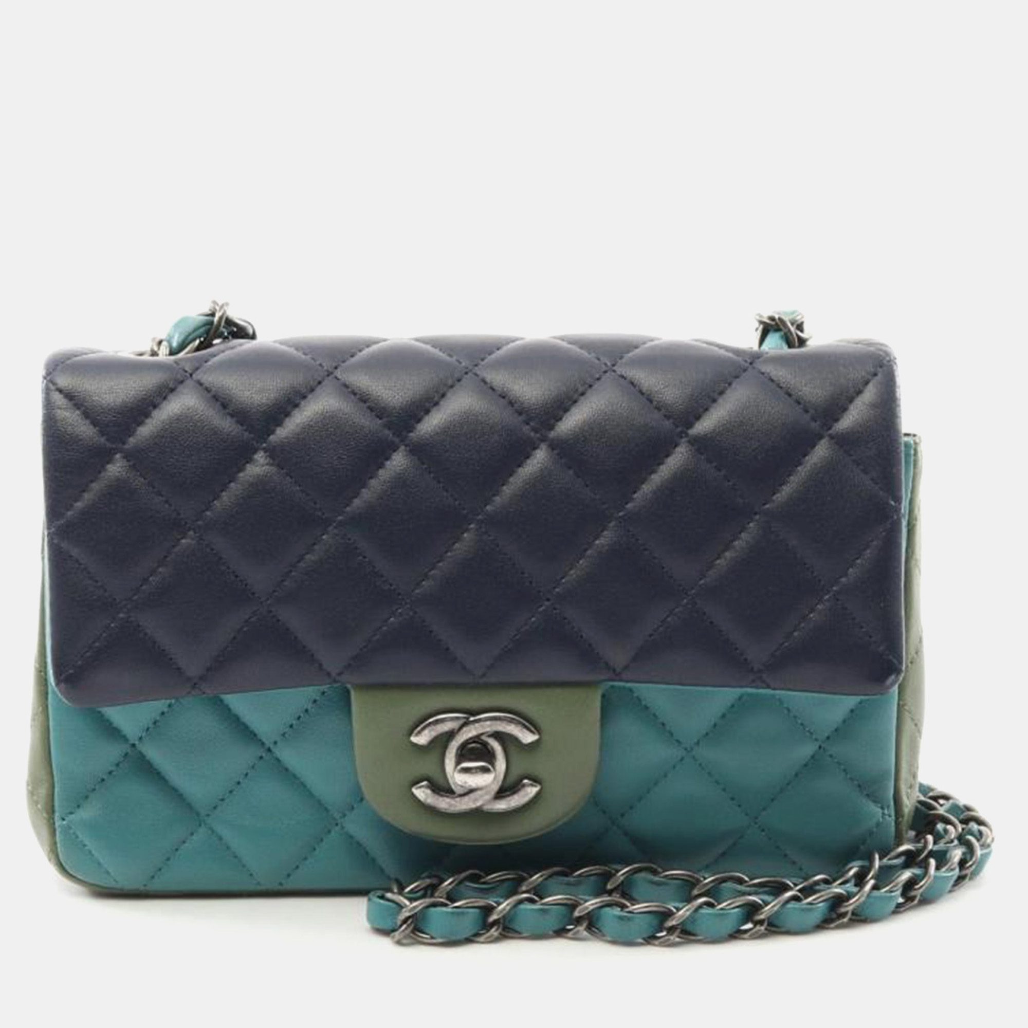 

Chanel Multicolor Leather Mini 20 Flap Bag, Green