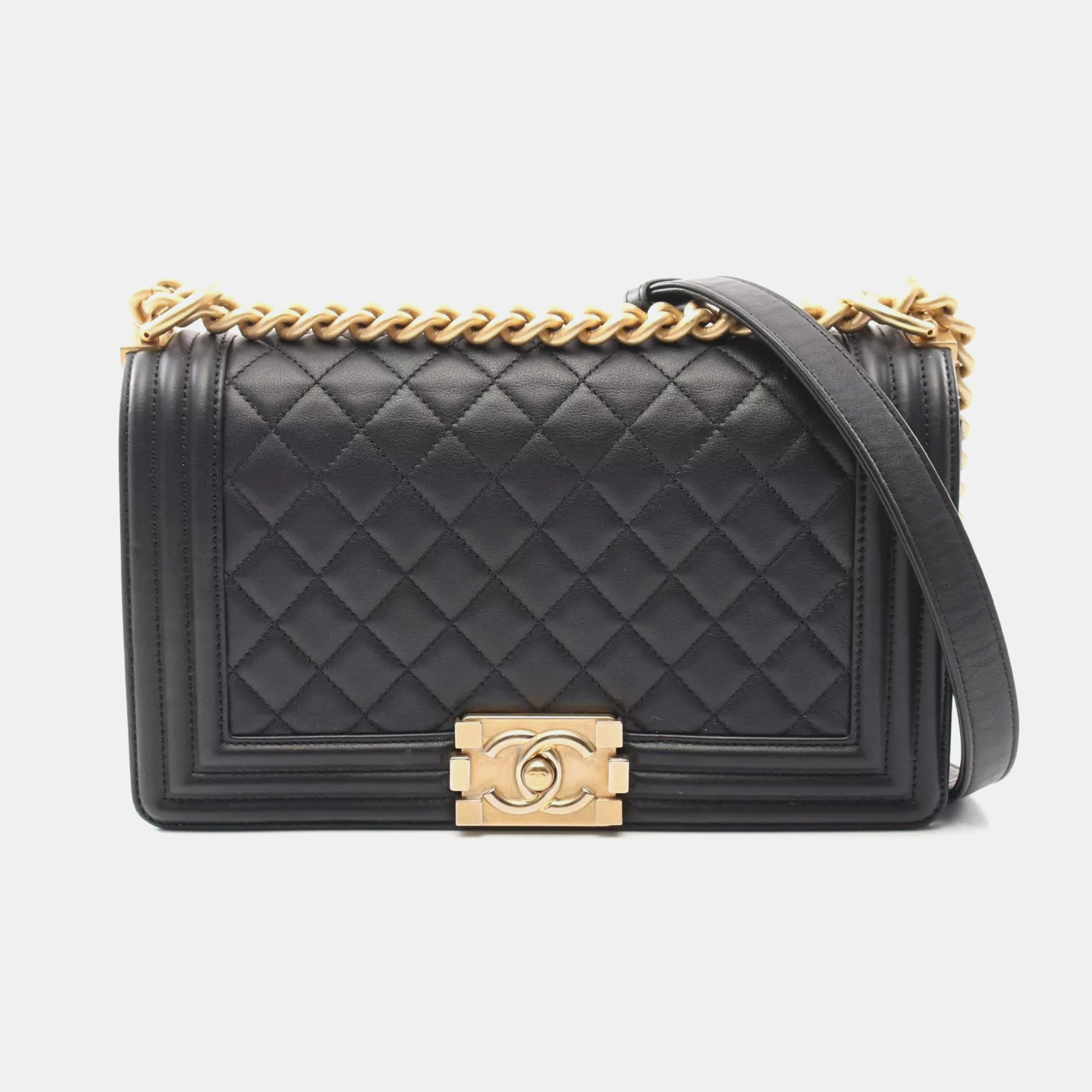 

Chanel Black Leather Boy Chain Shoulder Bag