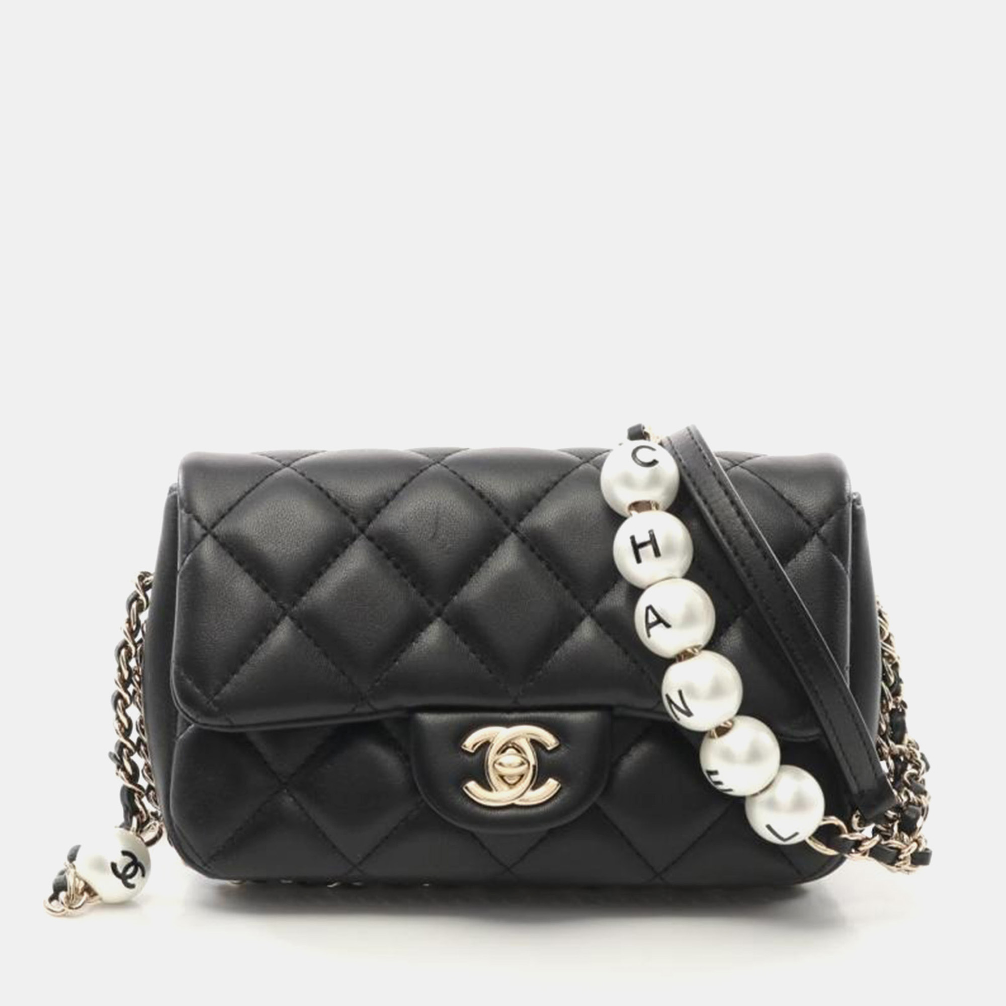 

Chanel Black Lambskin Quilted Small My Precious Flap Bag