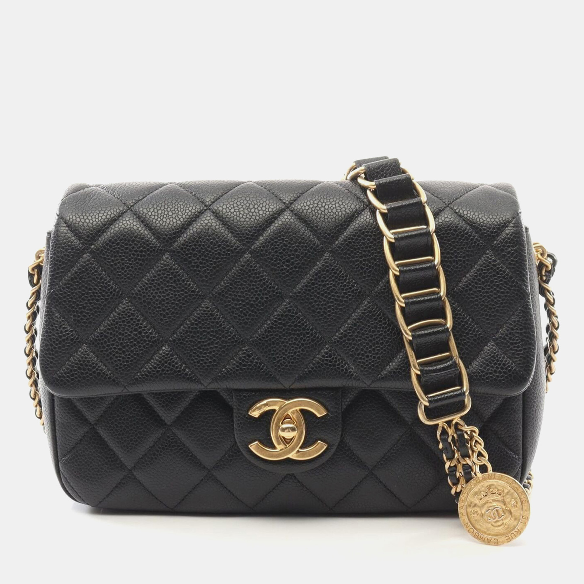 

Chanel Black Caviar Quilted Chain Soul Flap Bag