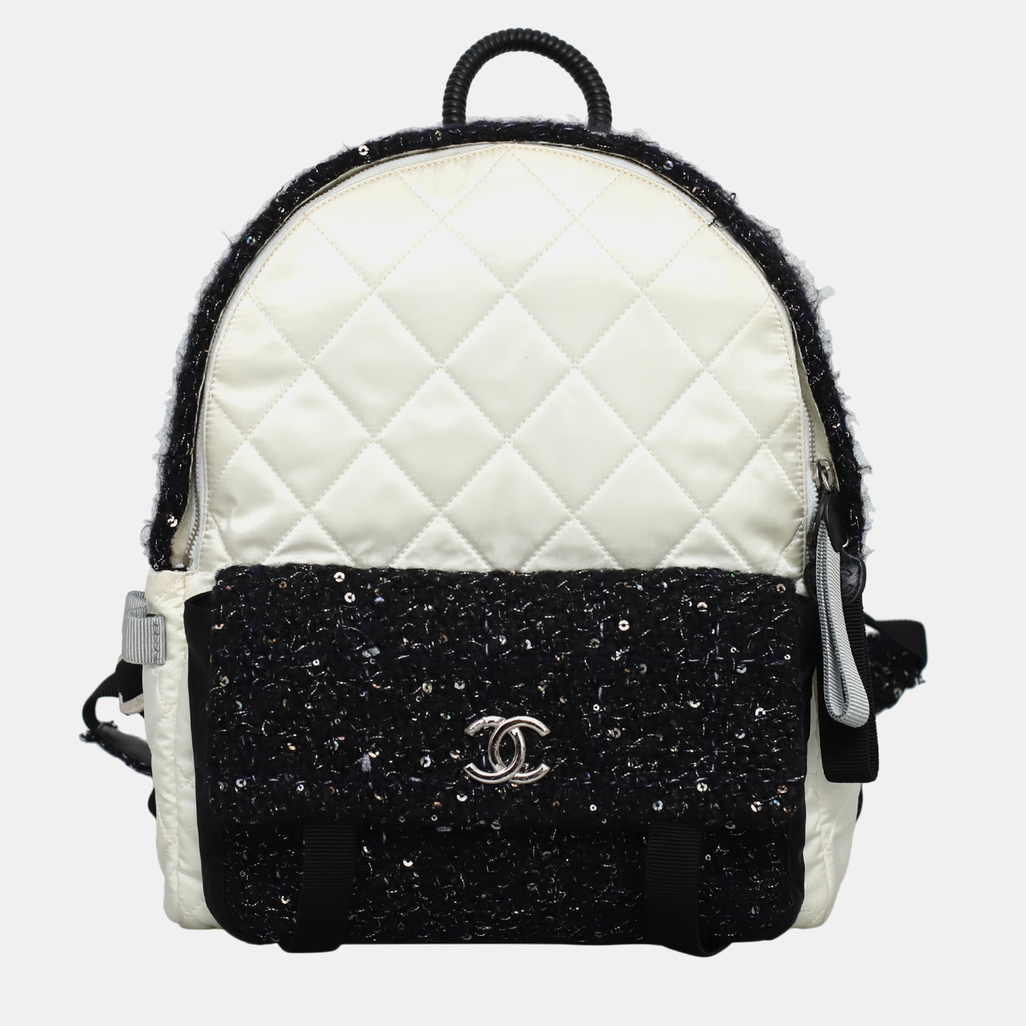

Quilted Nylon & Tweed Backpack, Black