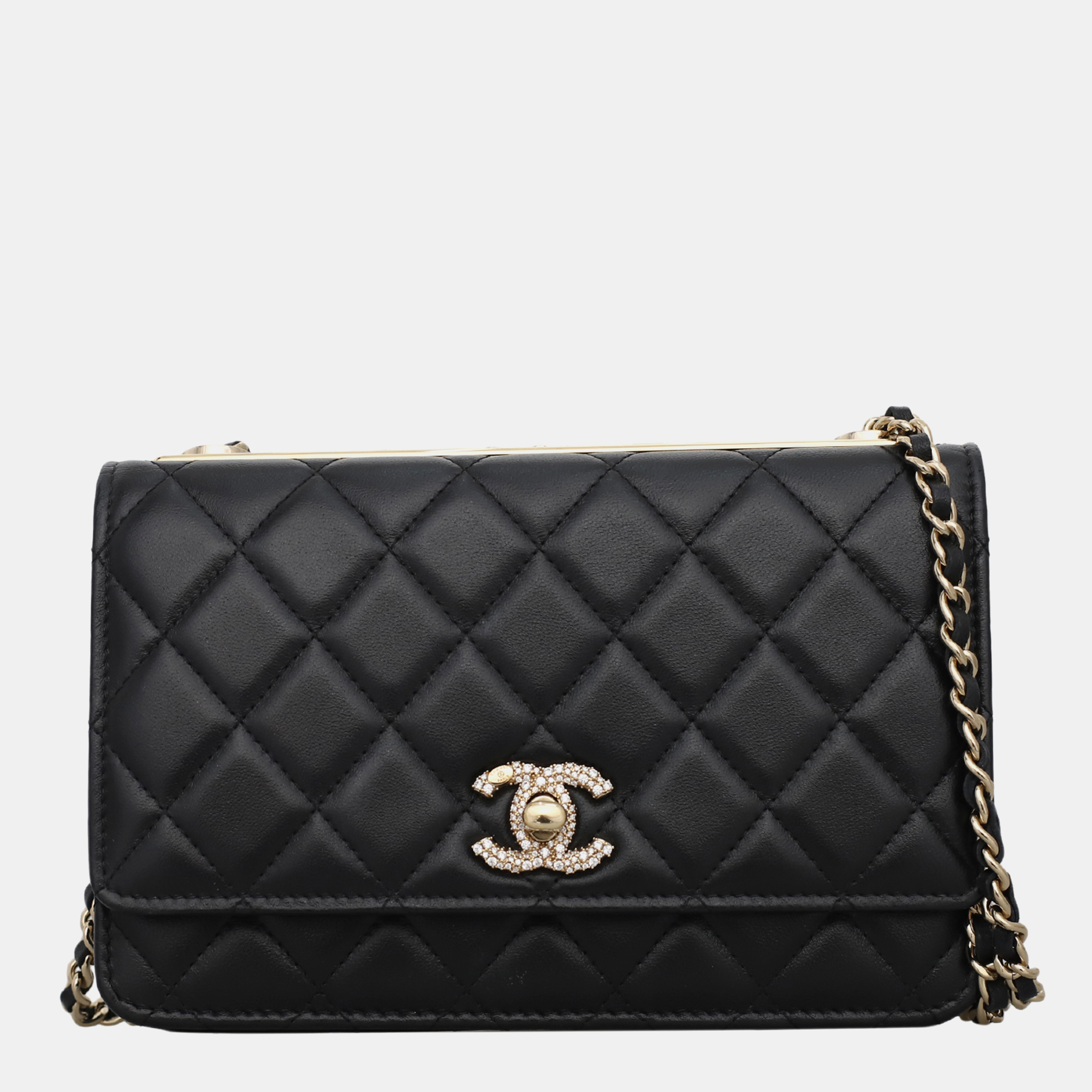 

Embellished CC Trendy Wallet on Chain, Black