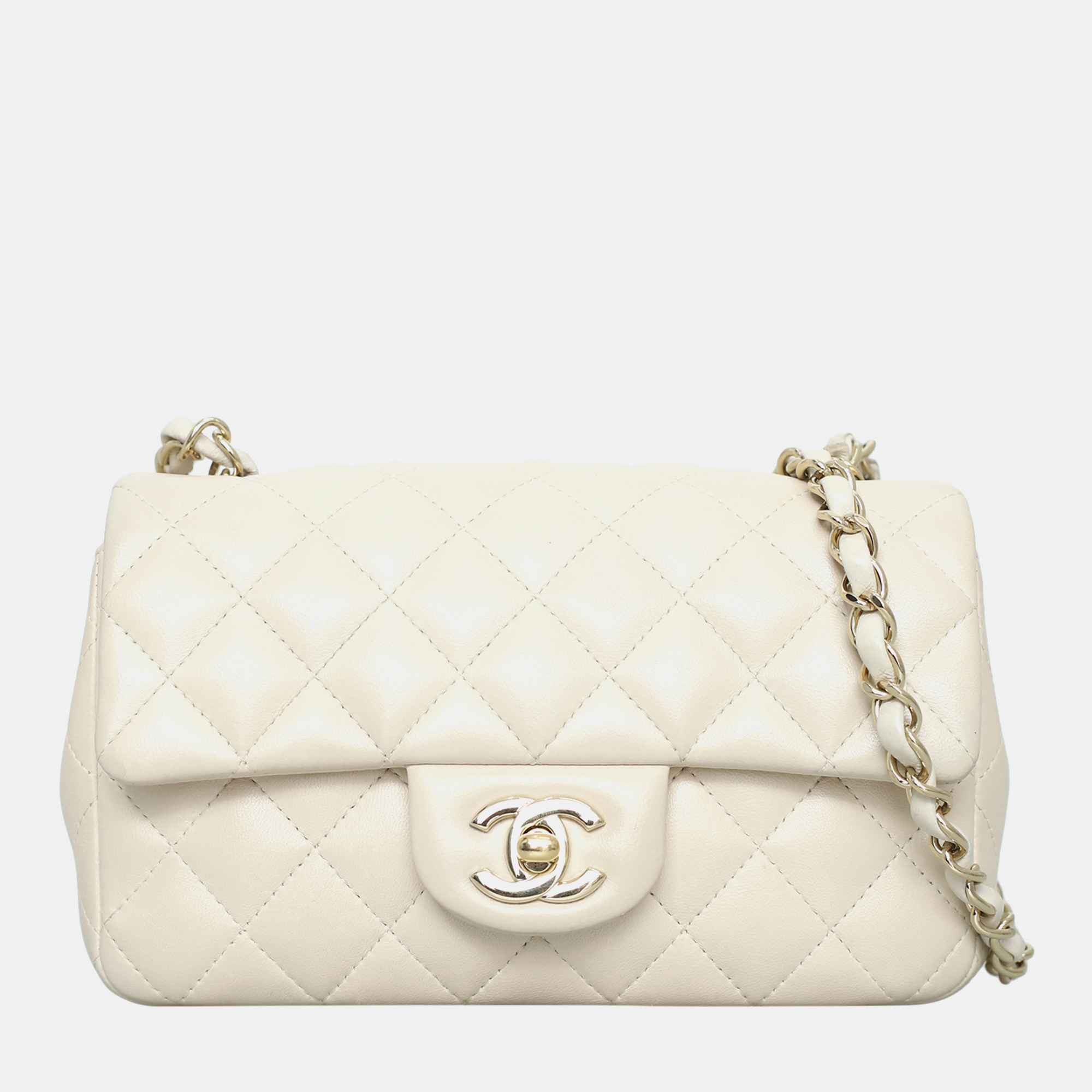 

Mini Rectangle Flap Bag, Cream