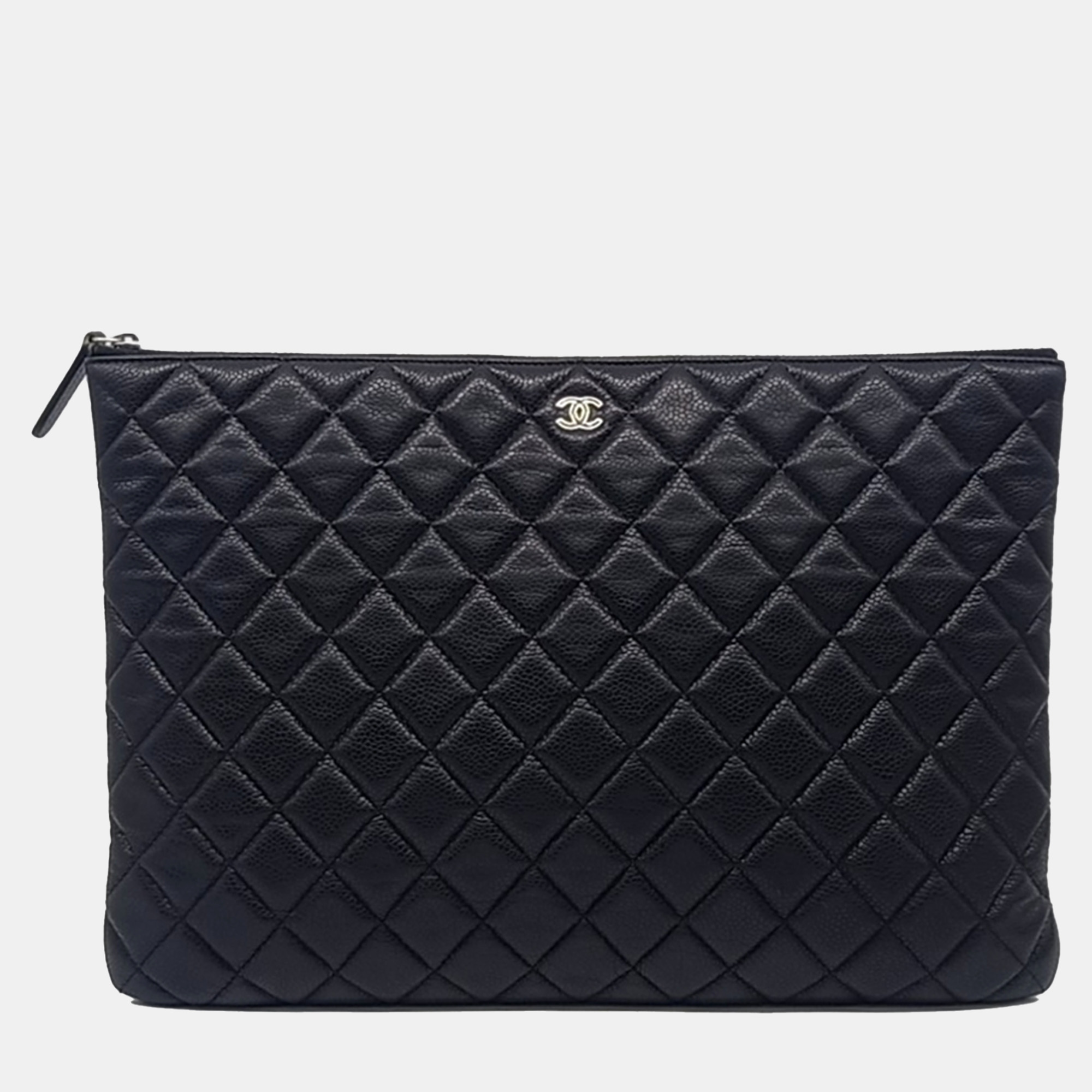 

Chanel Black Leather Caviar Clutch Large
