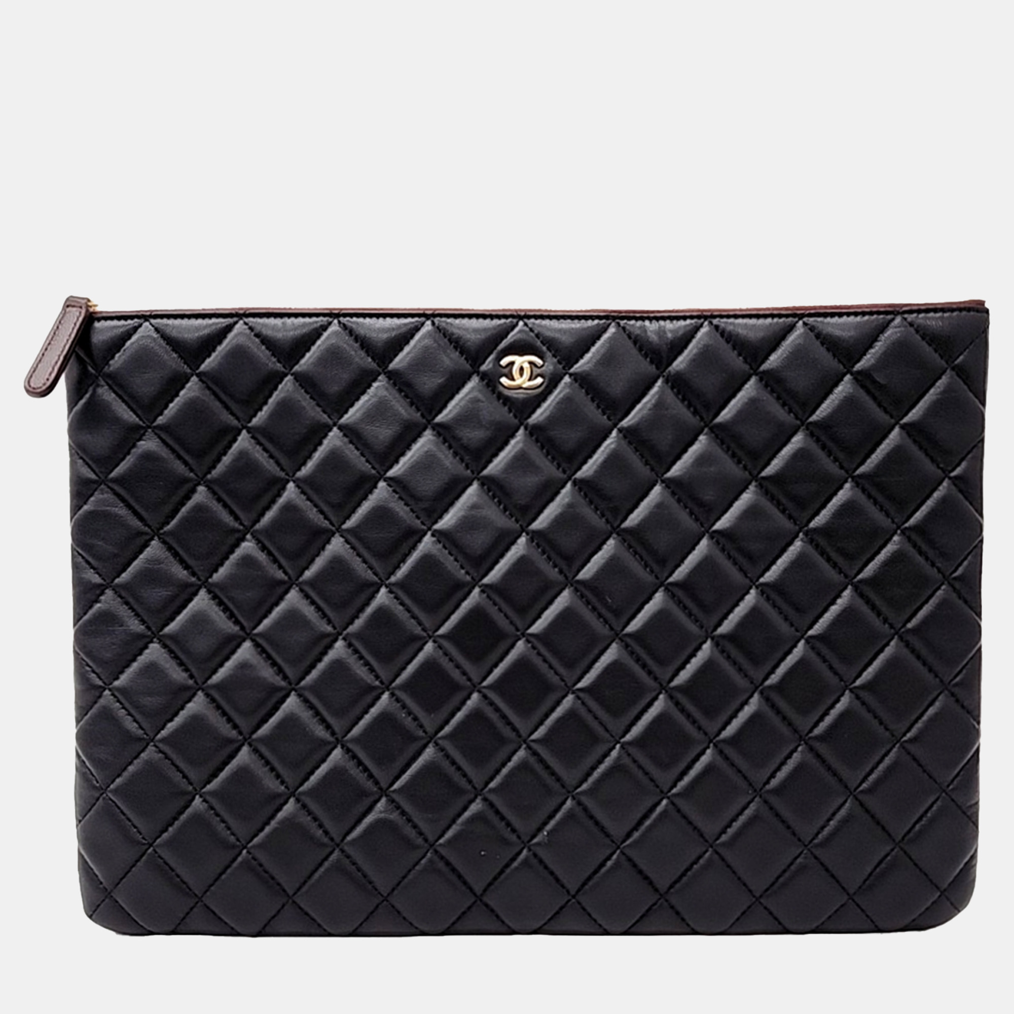 

Chanel Black Leather Lambskin Large Clutch