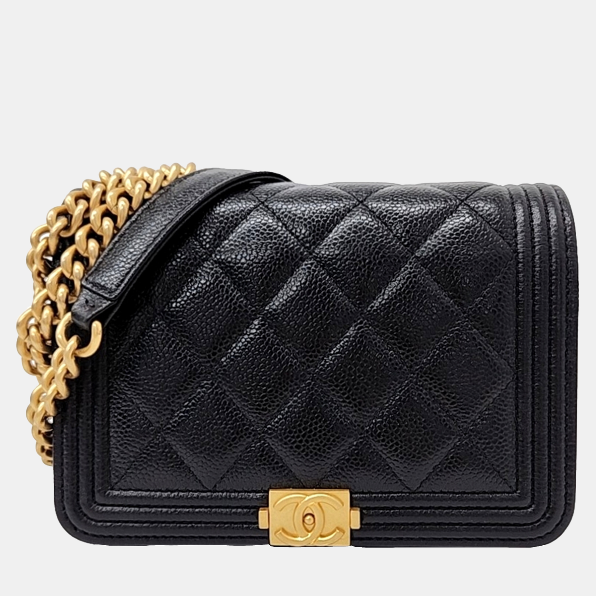 

Chanel Black Leather Caviar Boy WOC Mini crossbody Bag