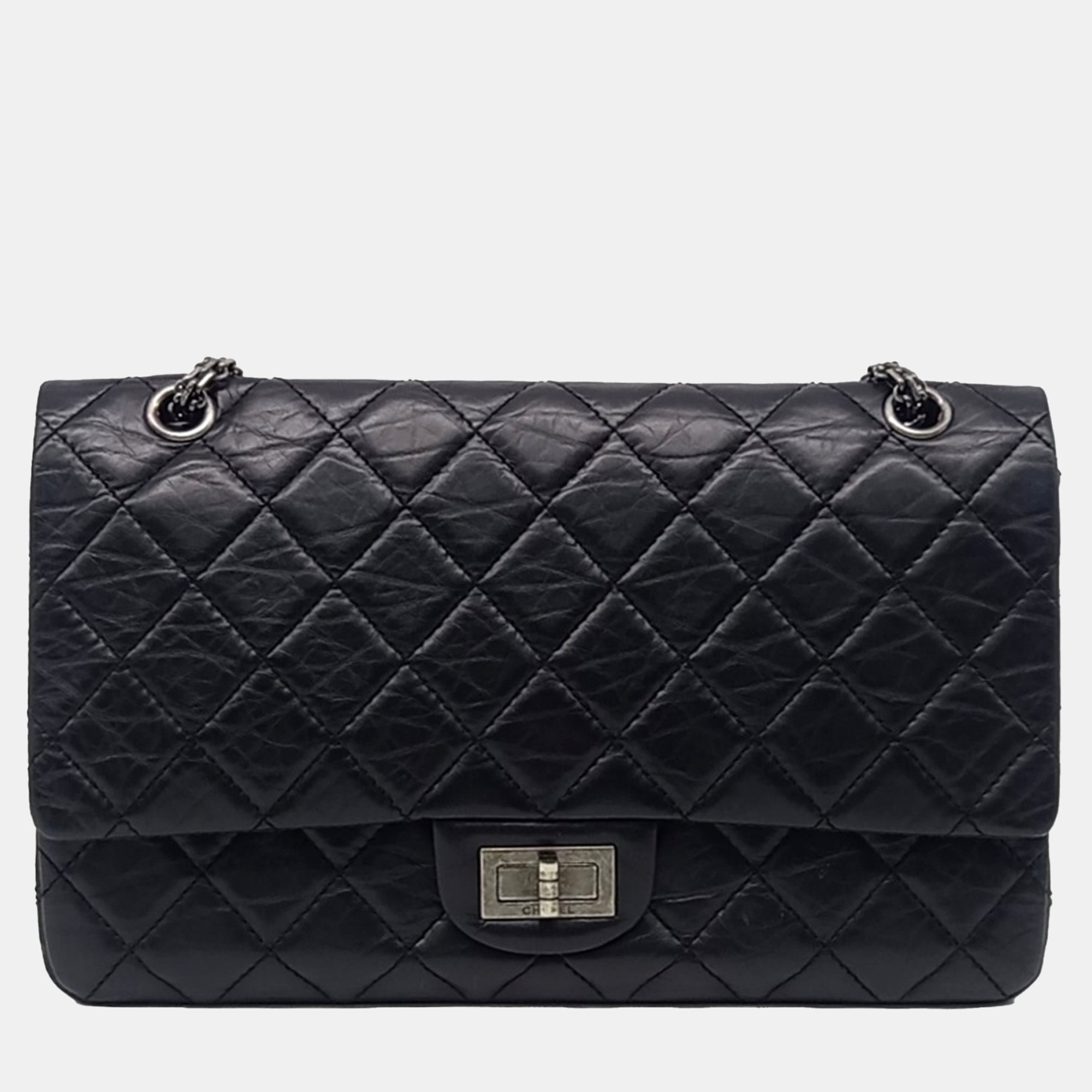 

Chanel Black Leather Vintage 2.55 Bag 32