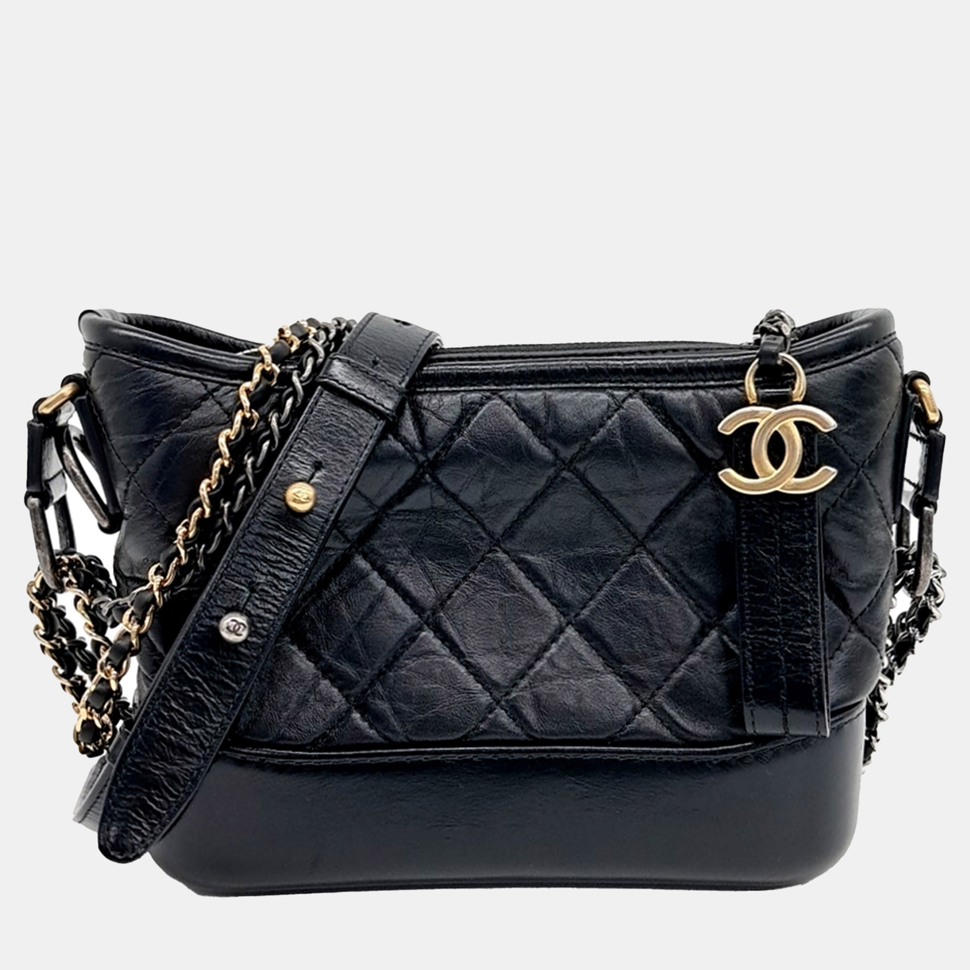 

Chanel Black Leather Gabrielle Hobo Bag Small