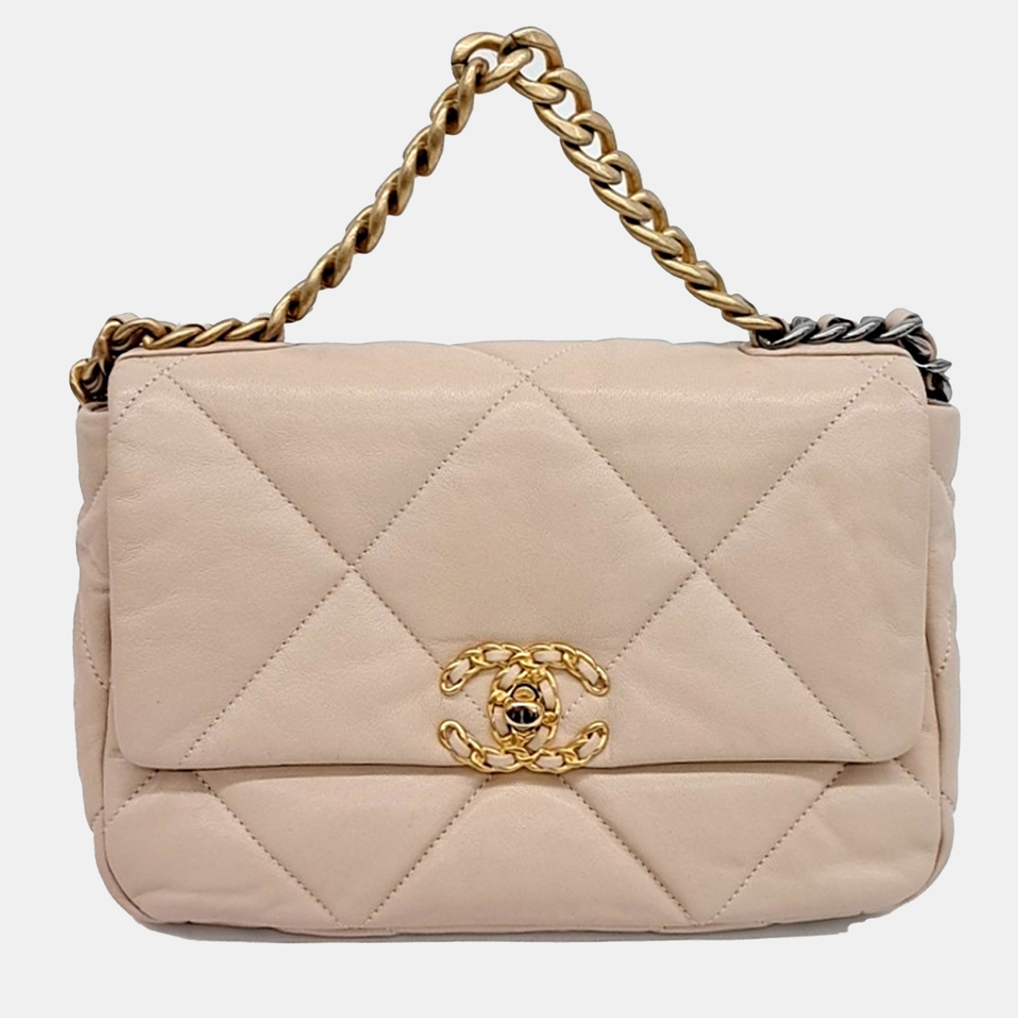 

Chanel Beige Leather 19 Flap Bag Small