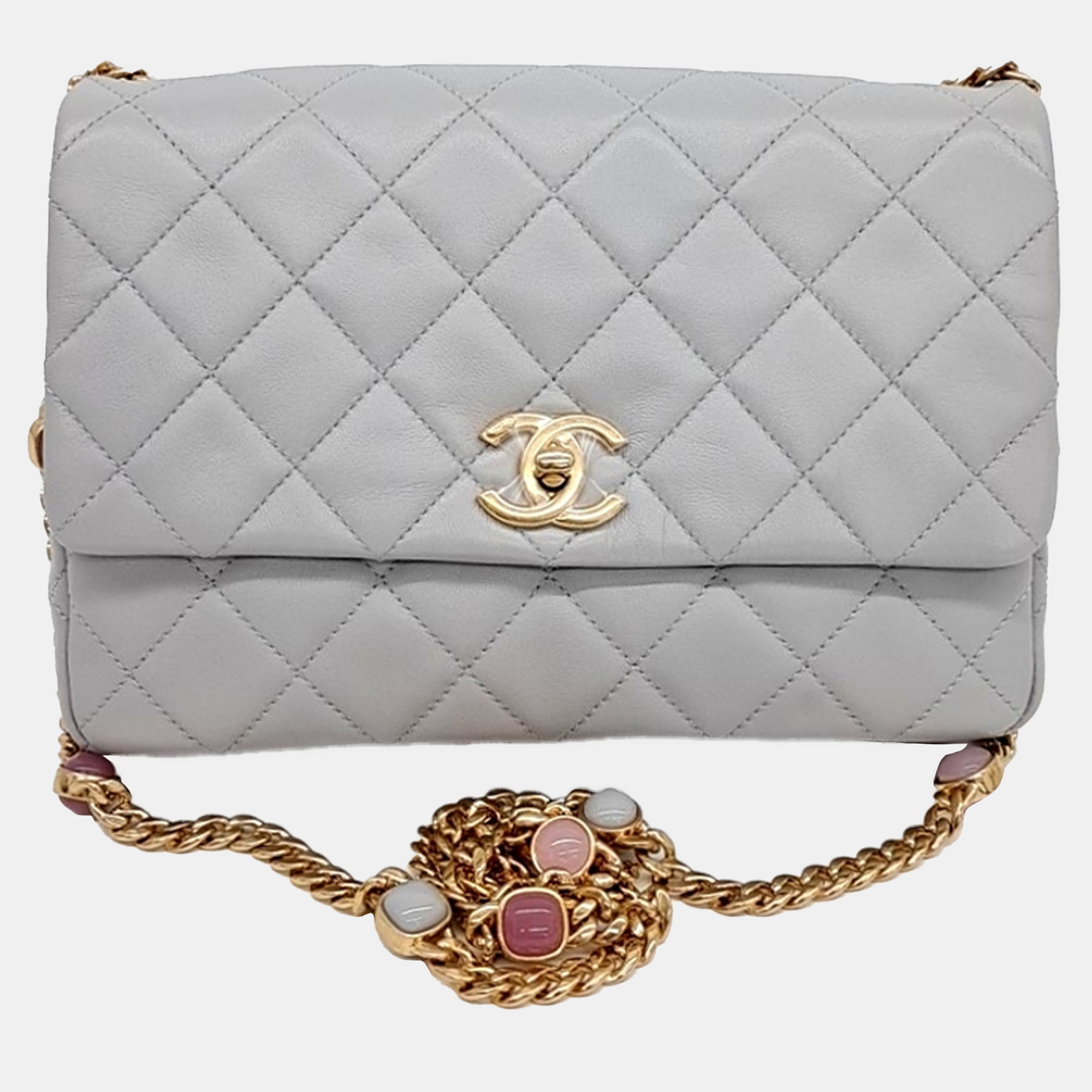

Chanel Grey Leather chain shoulder bag