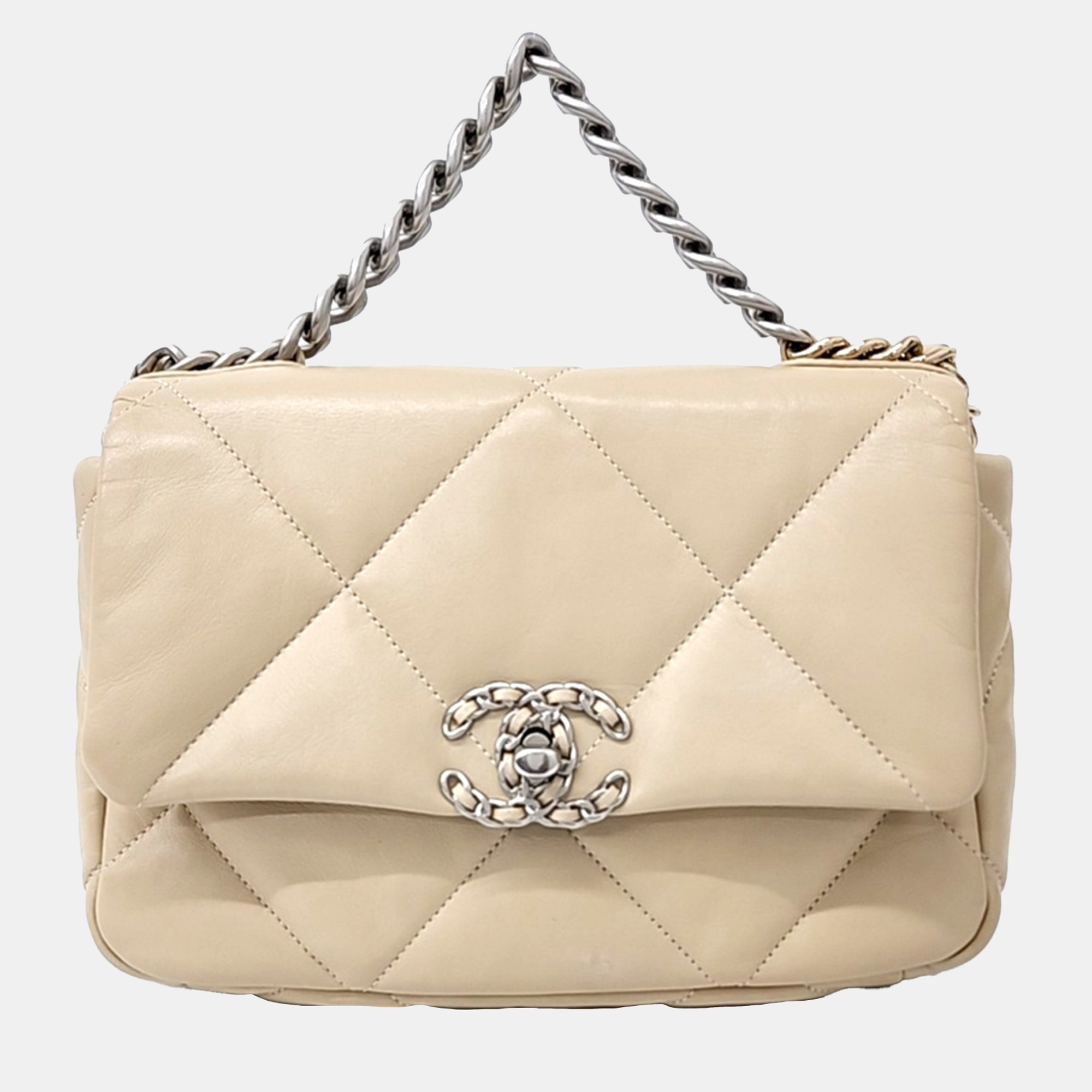 

Chanel Beige Leather 19 Flap Bag Small
