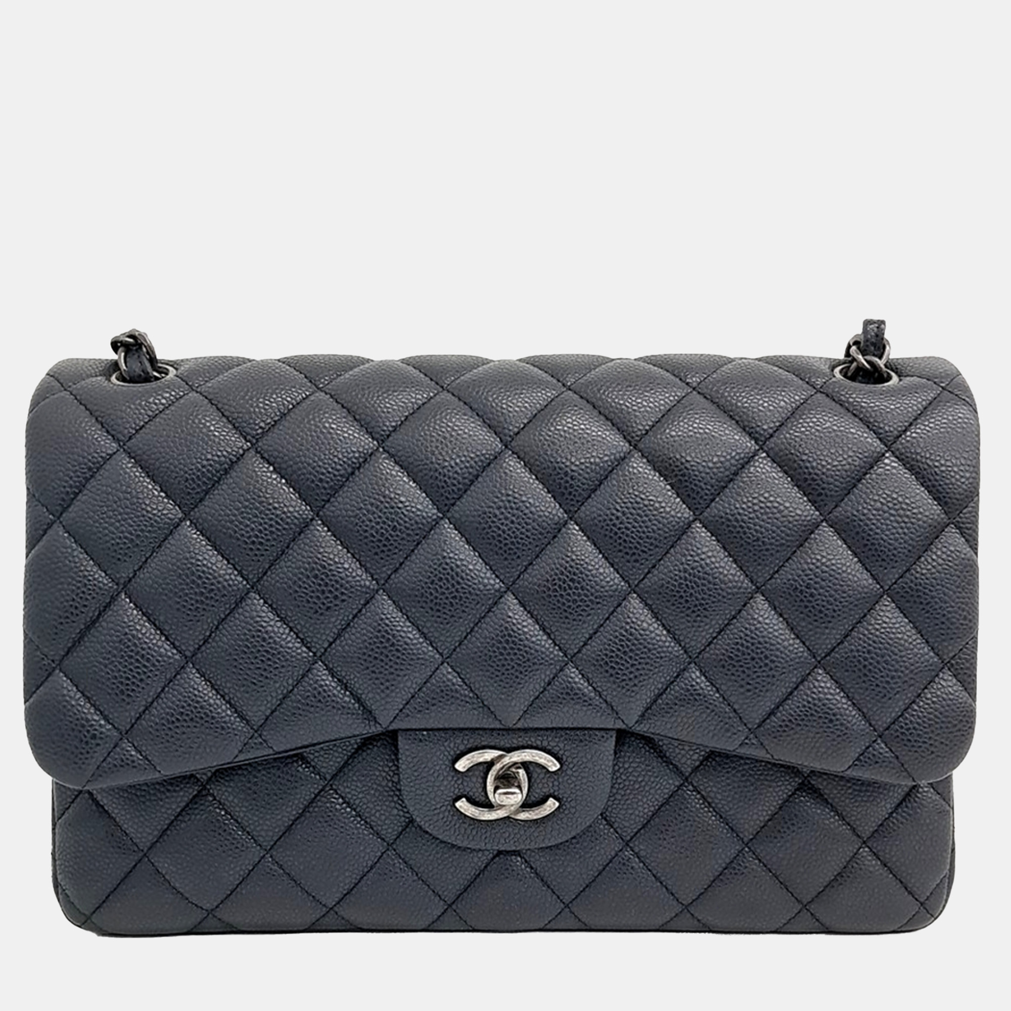 

Chanel Navy Blue Caviar Leather Caviar Classic Jumbo bag