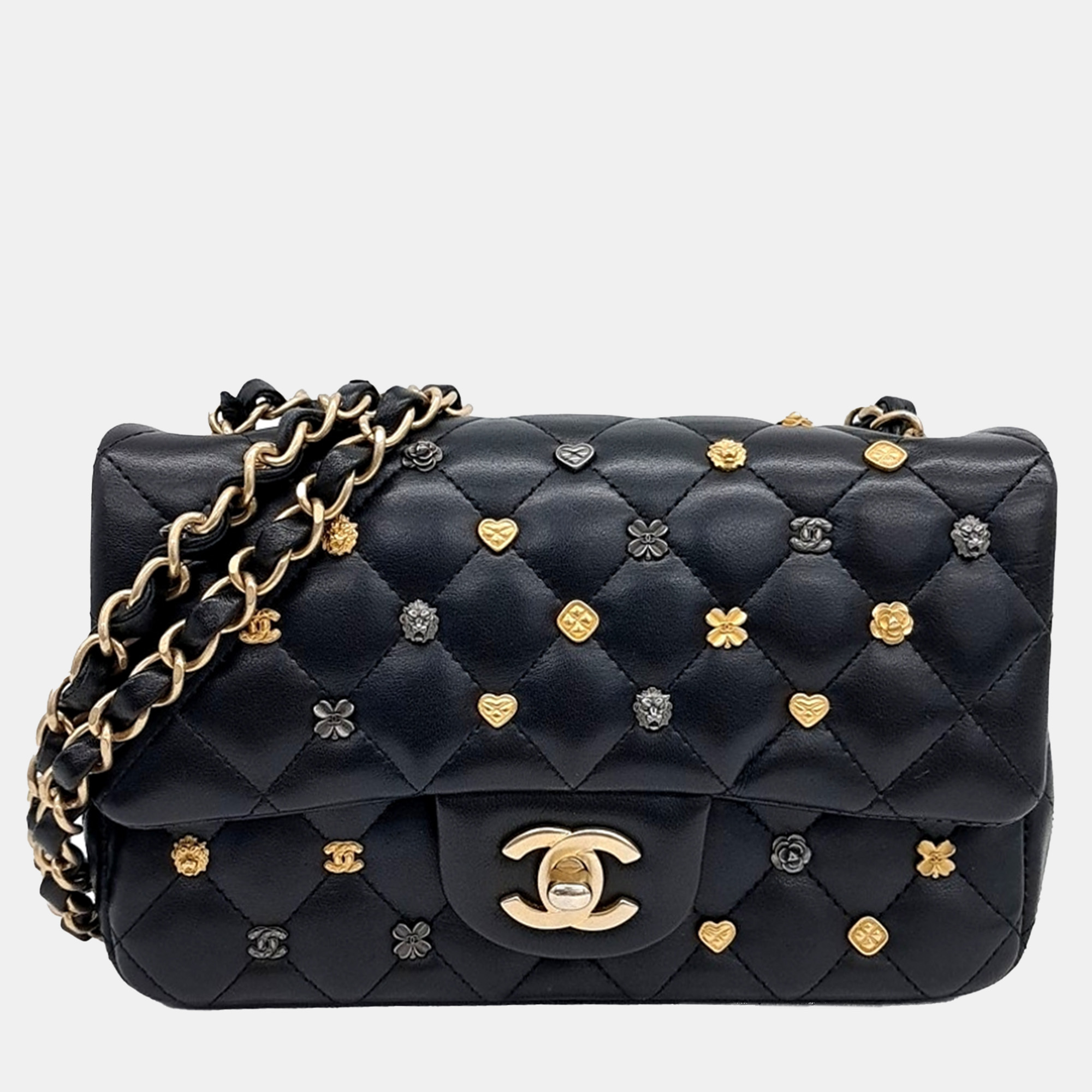 

Chanel Black Leather Lucky Charm Classic New Mini crossbody Bag