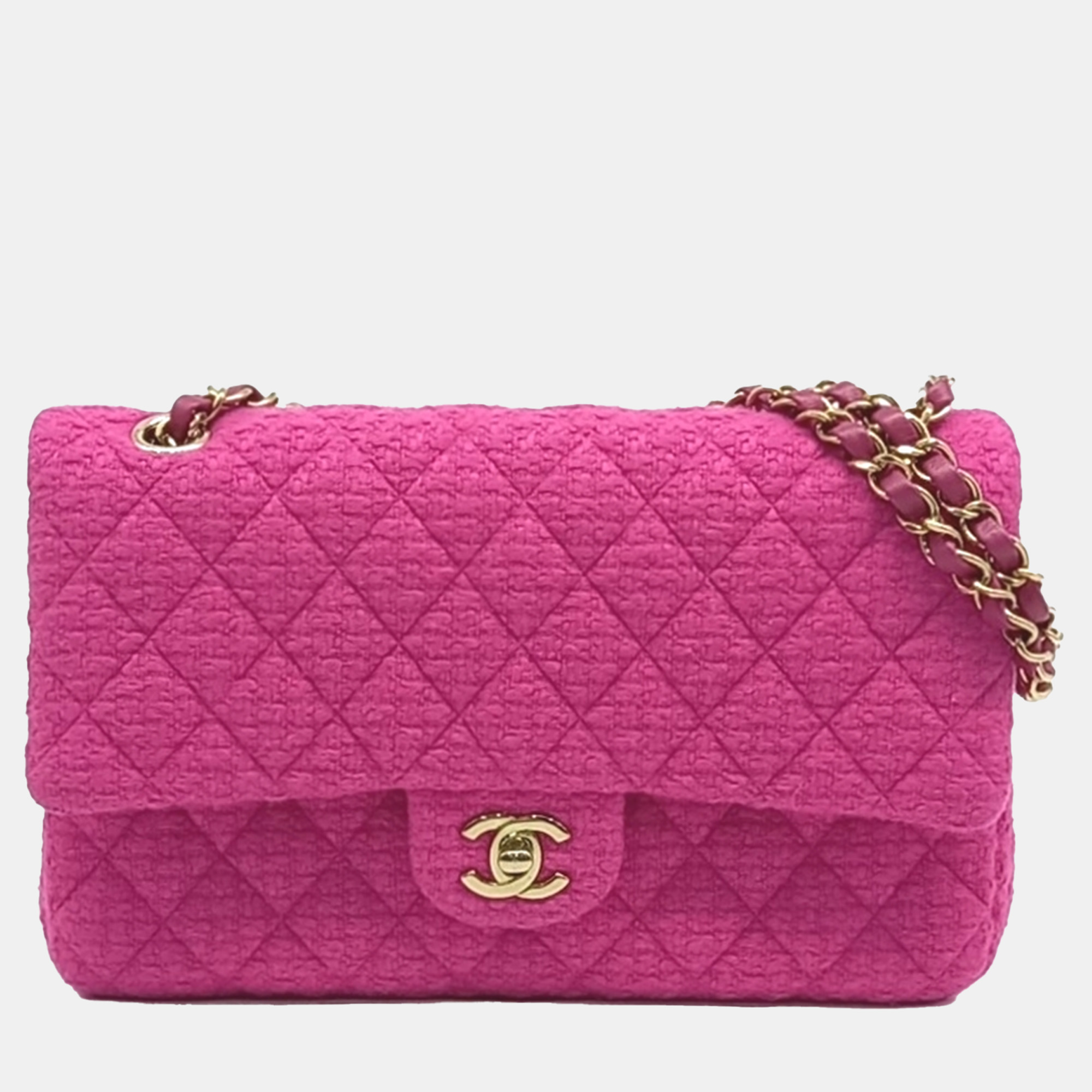 

Chanel Pink Tweed Tweed Classic Medium bag