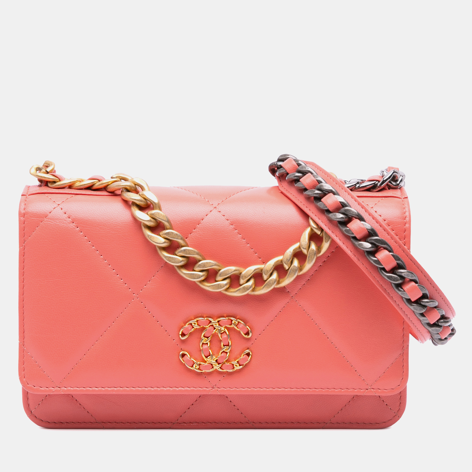 

Chanel Pink Quilted Lambskin 19 Wallet on Chain