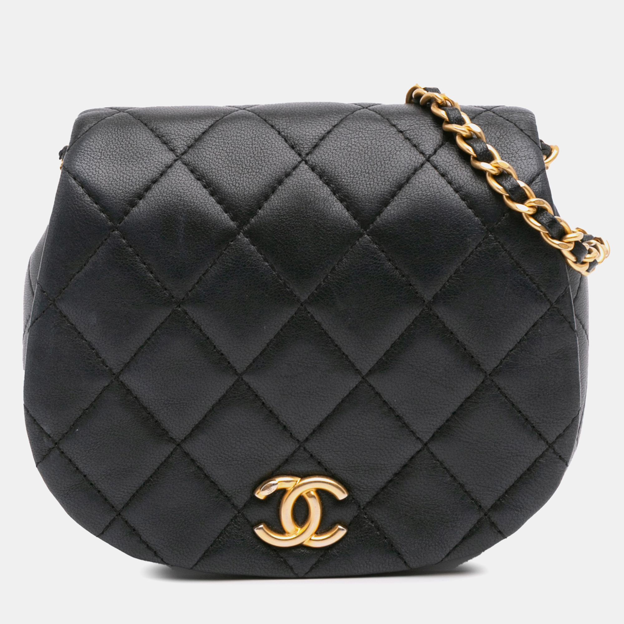 

Chanel Black Mini Quilted Calfskin Coco Mail Clutch with Chain