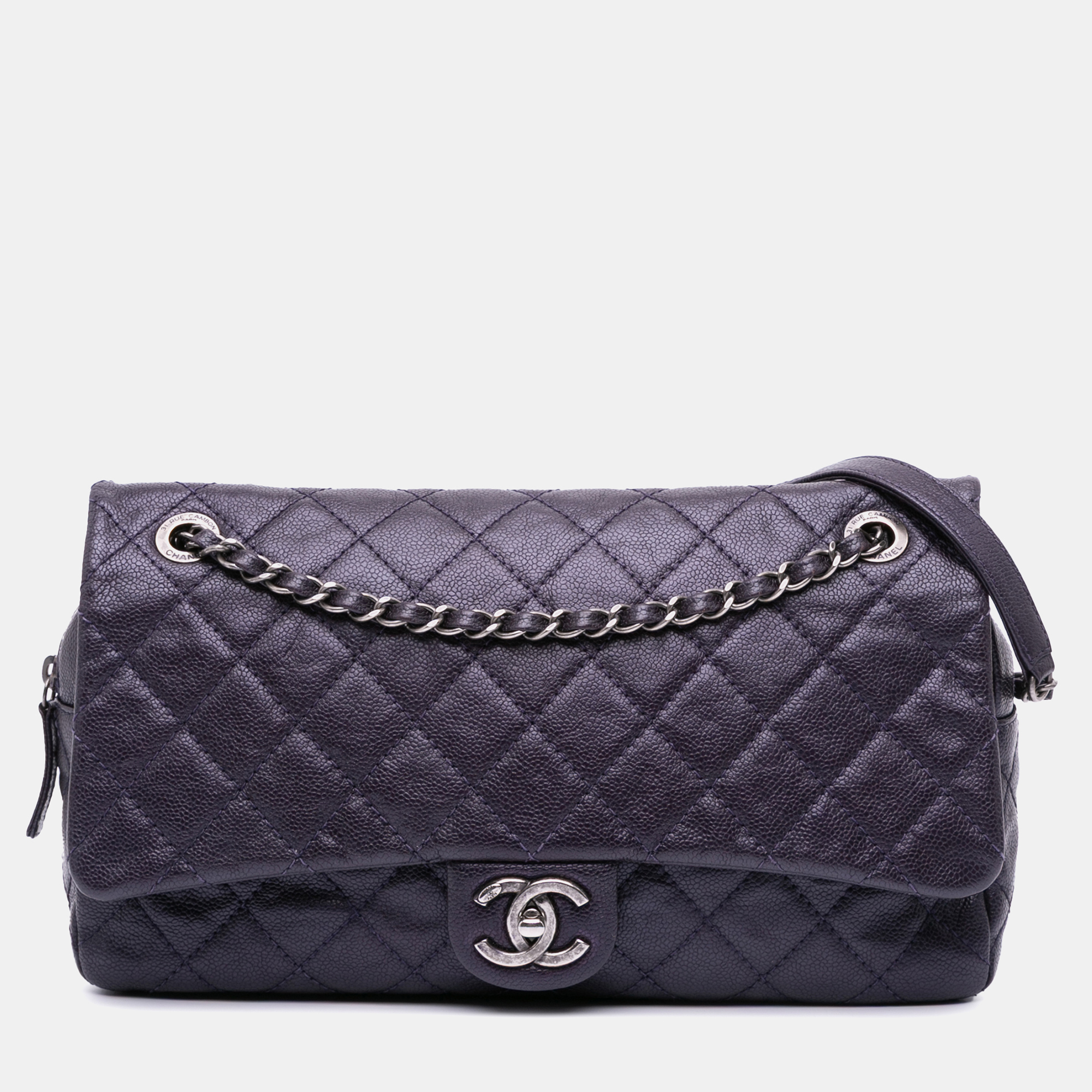 

Chanel Purple Jumbo Quilted Caviar Easy Flap Bag
