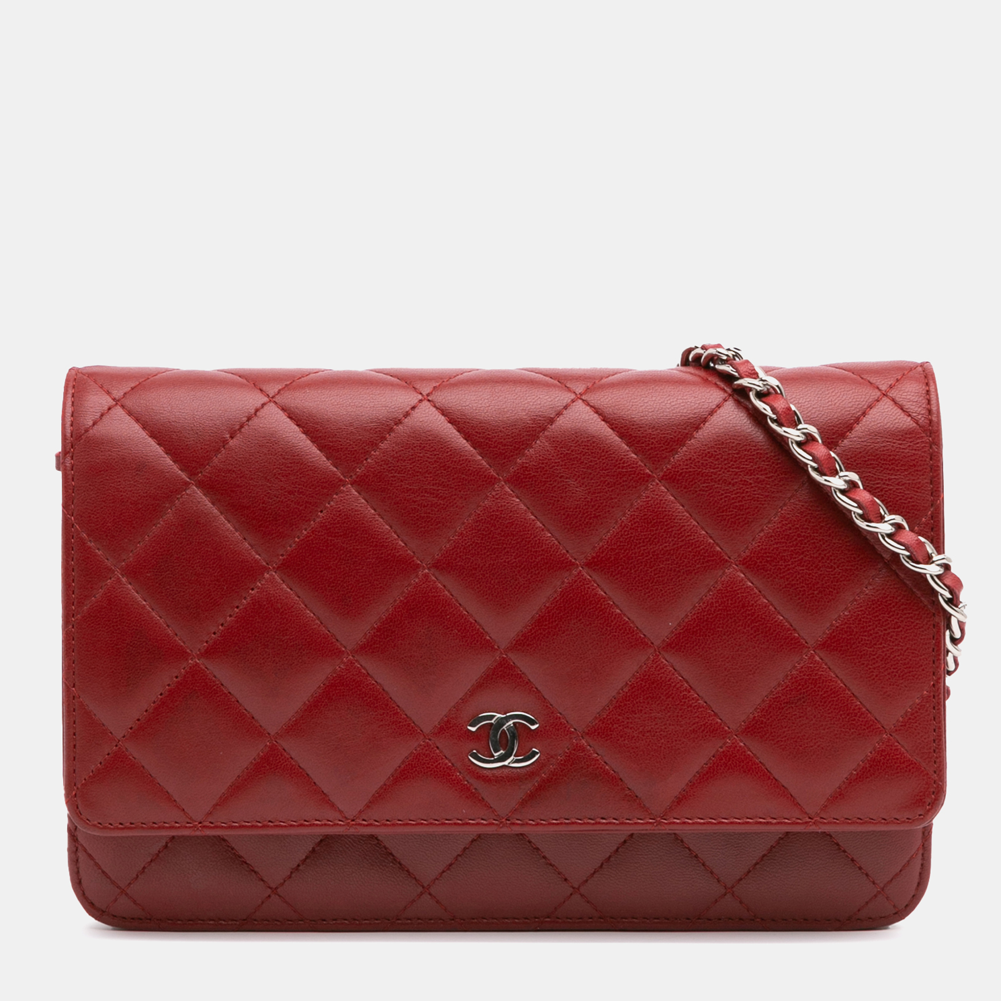 

Chanel Red CC Quilted Lambskin Wallet on Chain