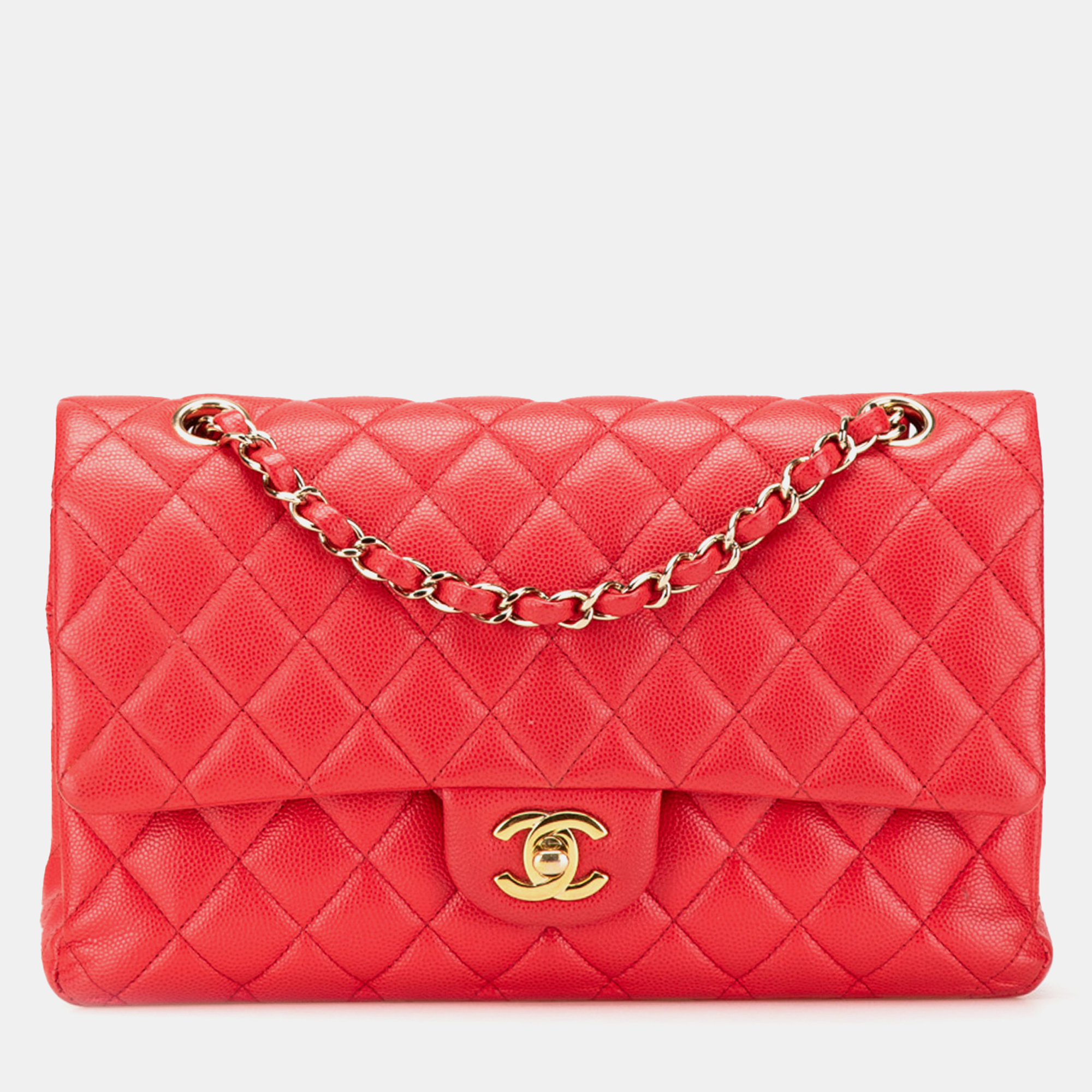 

Chanel Red Medium Classic Caviar Double Flap