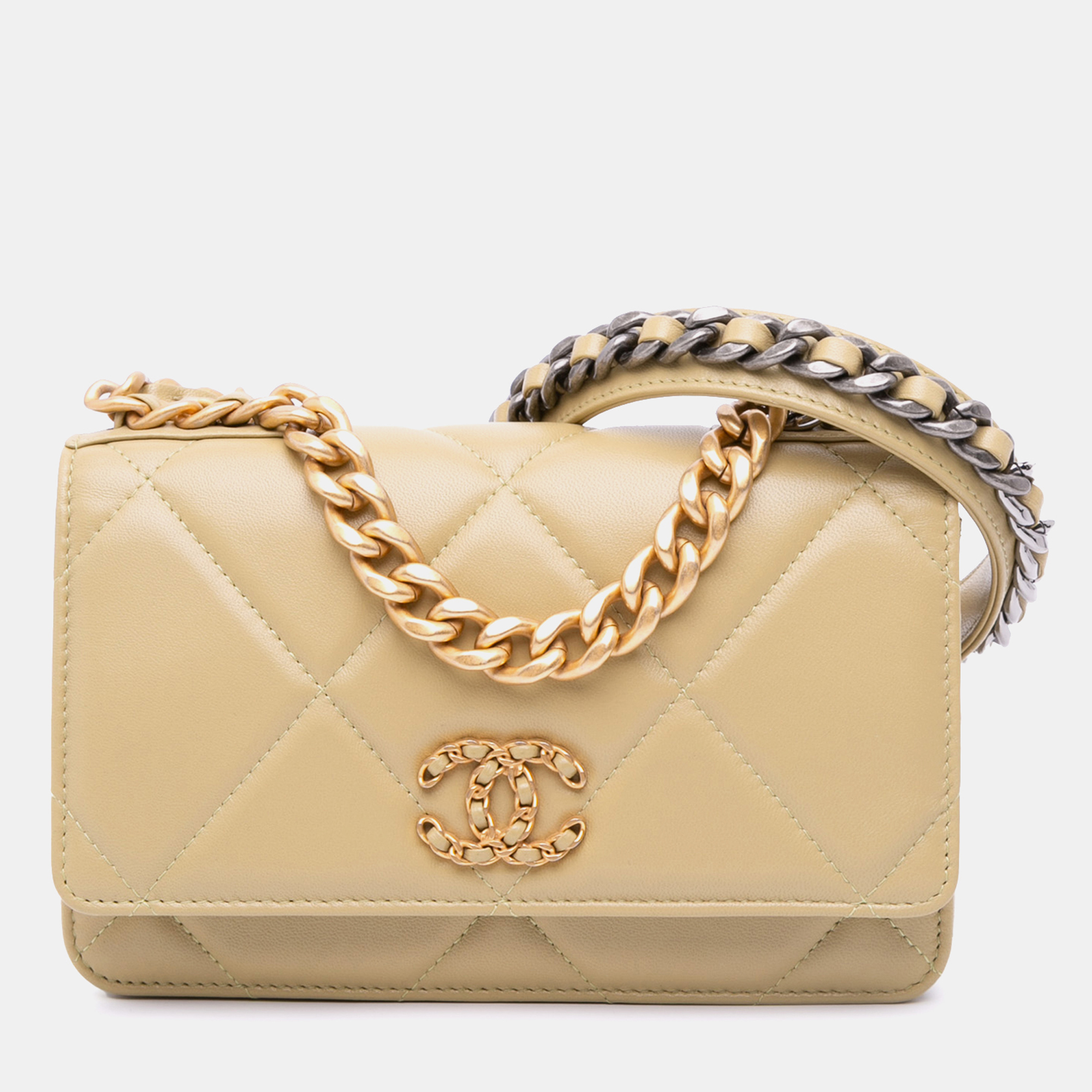 

Chanel Beige/Brown Quilted Lambskin 19 Wallet on Chain