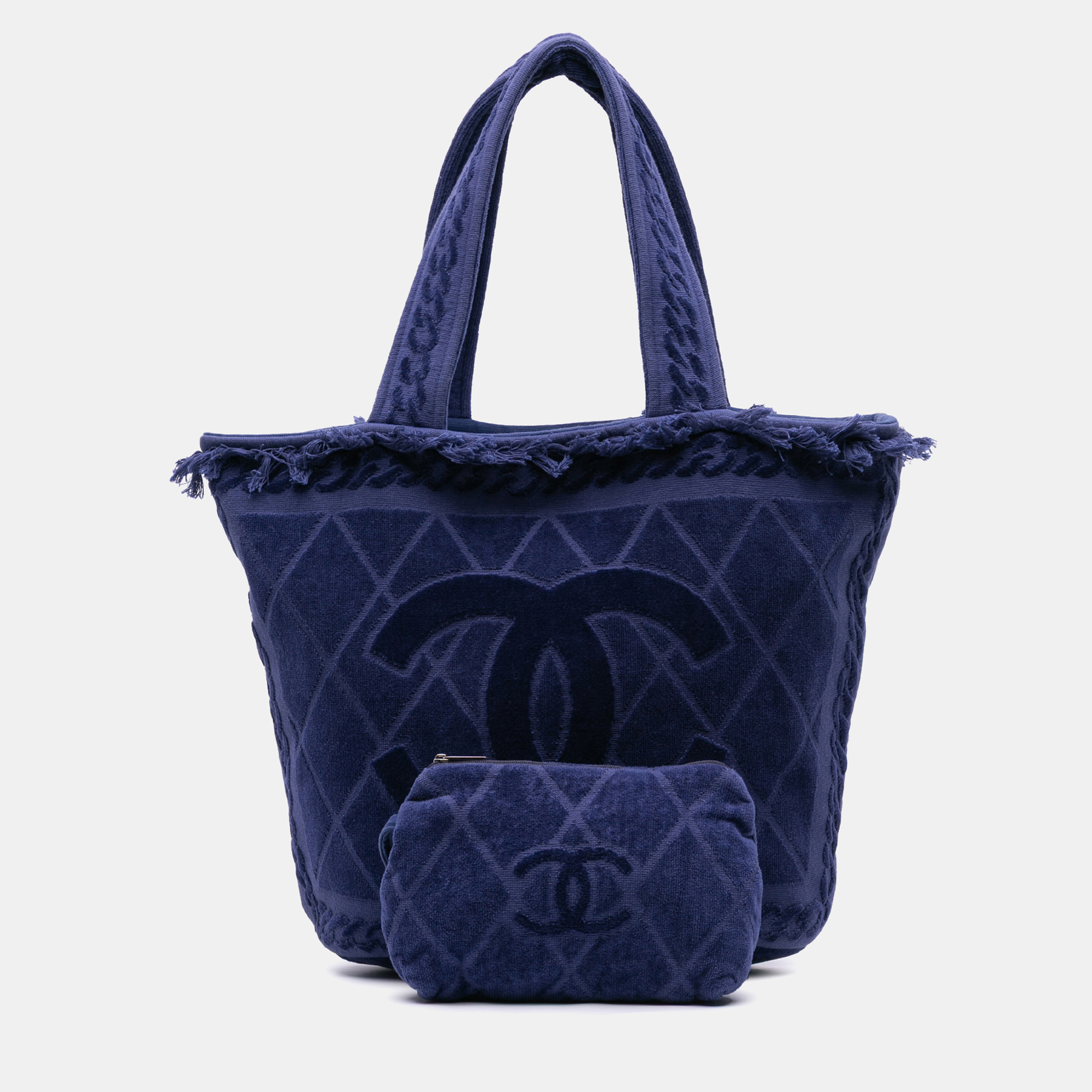 

Chanel Blue CC Terry Cloth Beach Tote