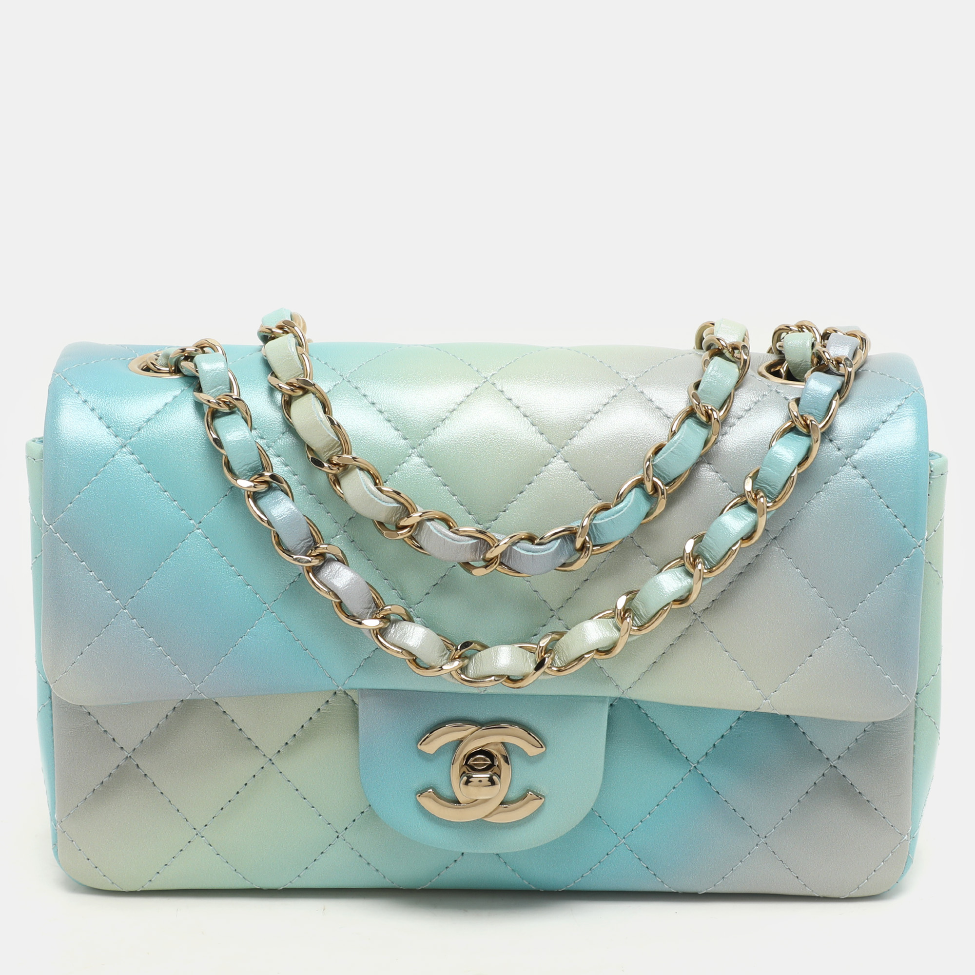 

Chanel Blue Ombre Quilted Leather Mini Rectangular Flap Bag