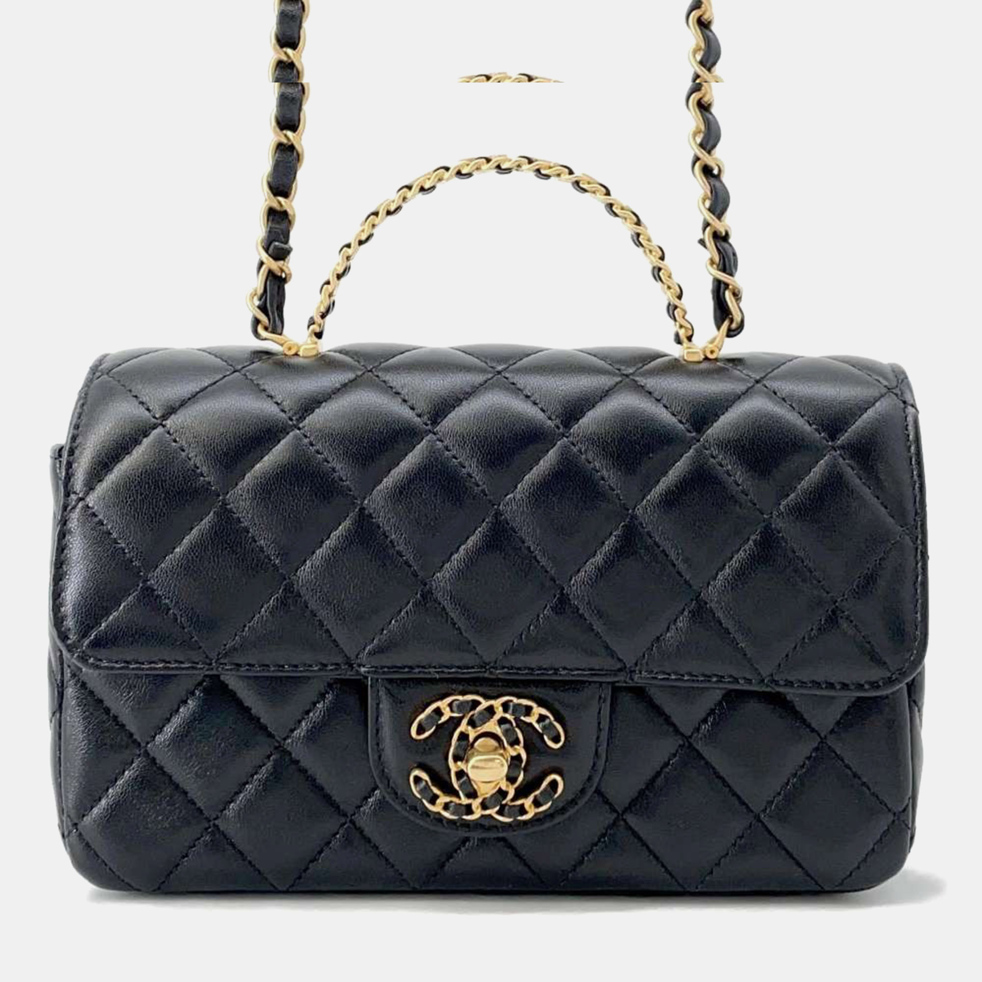

Chanel Black Lambskin Leather Chain Shoulder Bag