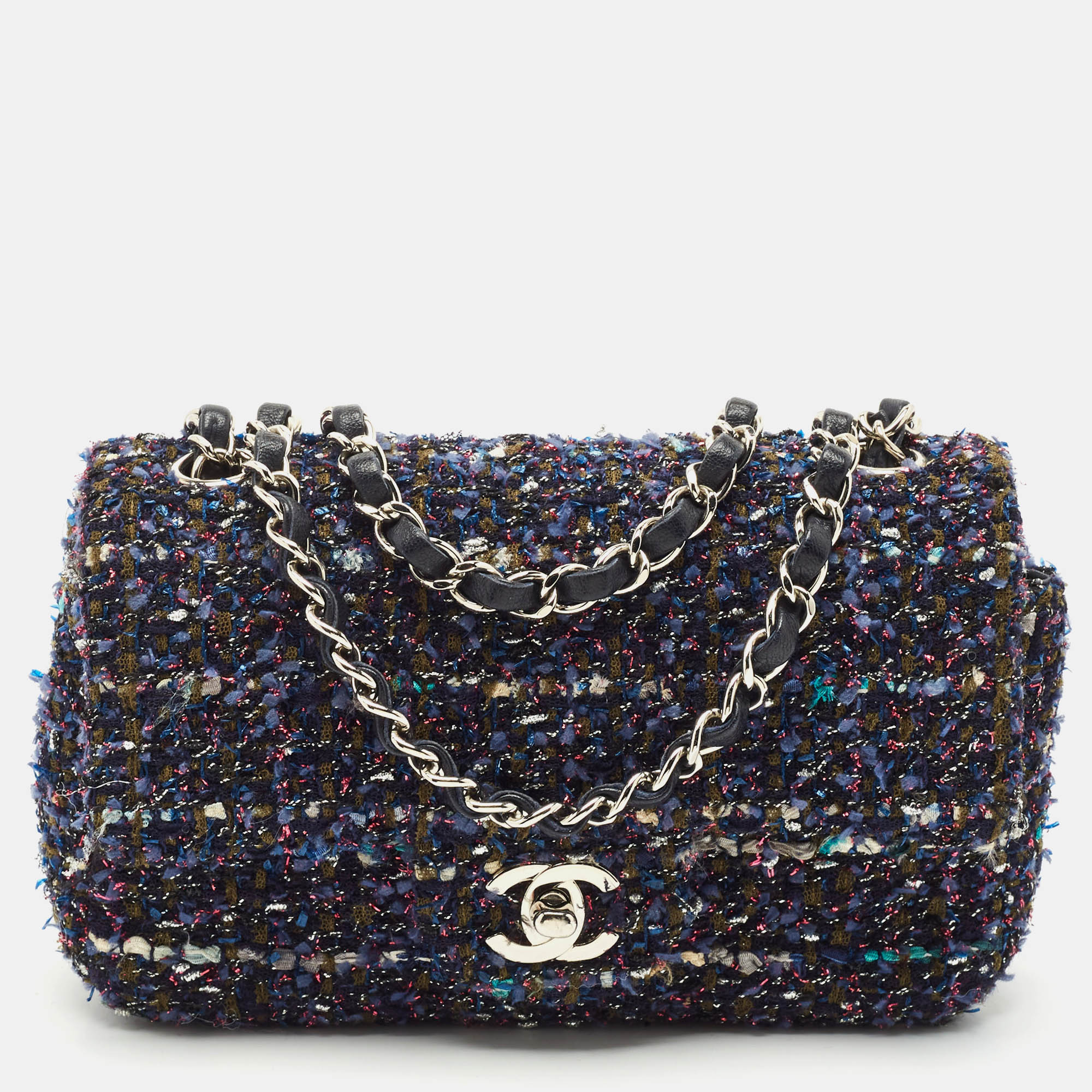 

Chanel Blue Tweed Small CC Flap Bag