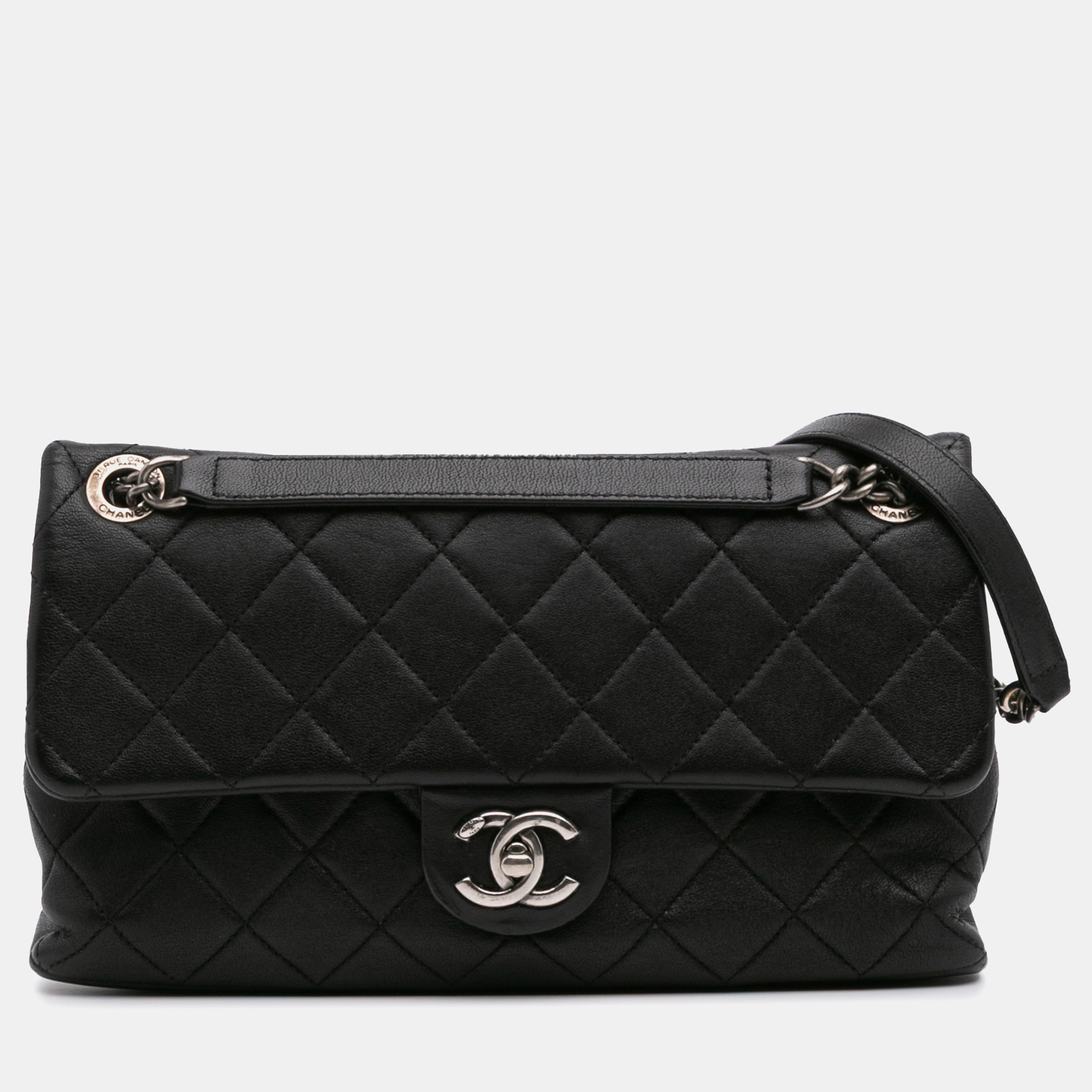 

Chanel Black Quilted Lambskin Burgundy Rocks Flap