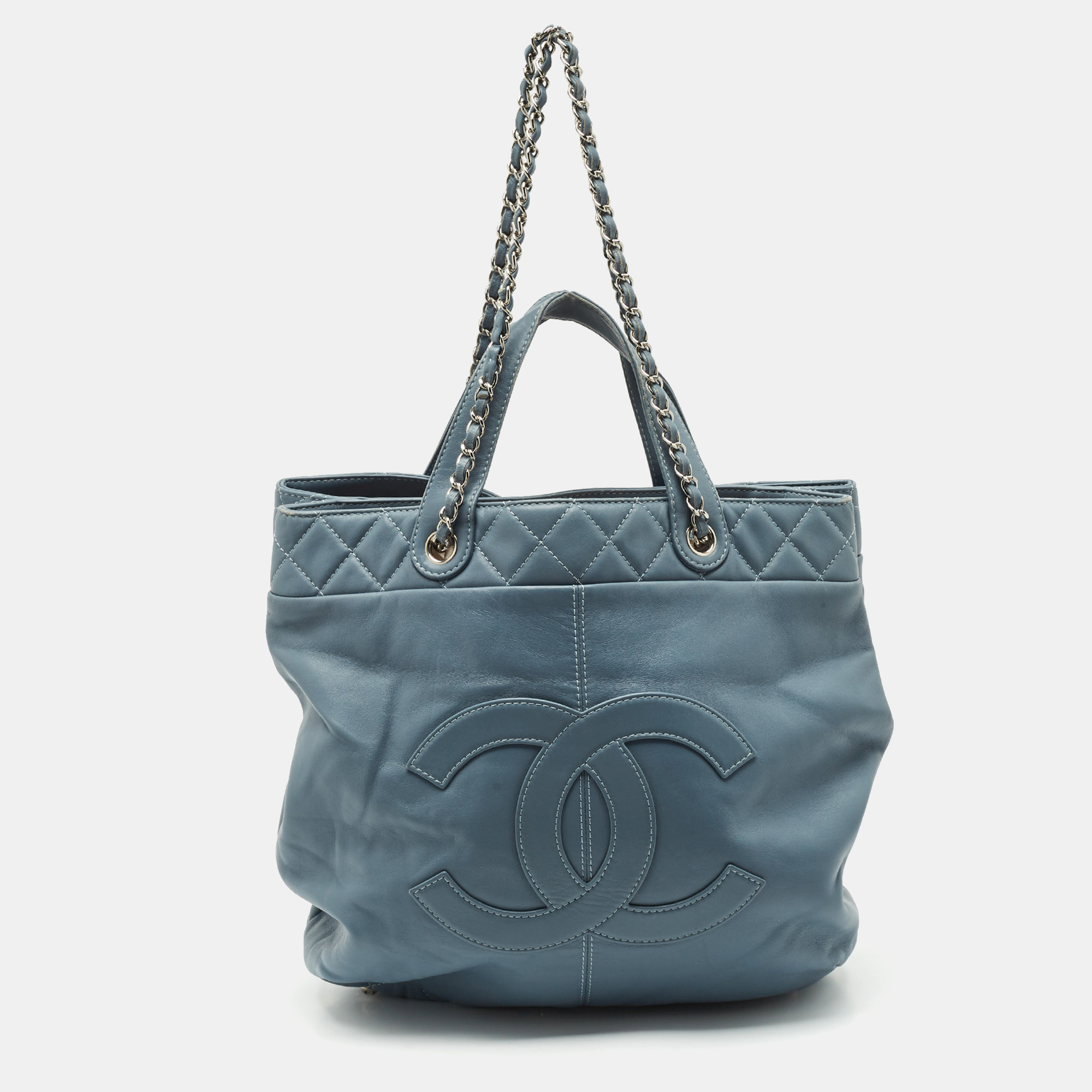 

Chanel Light Blue Quilted Leather Trianon Tote