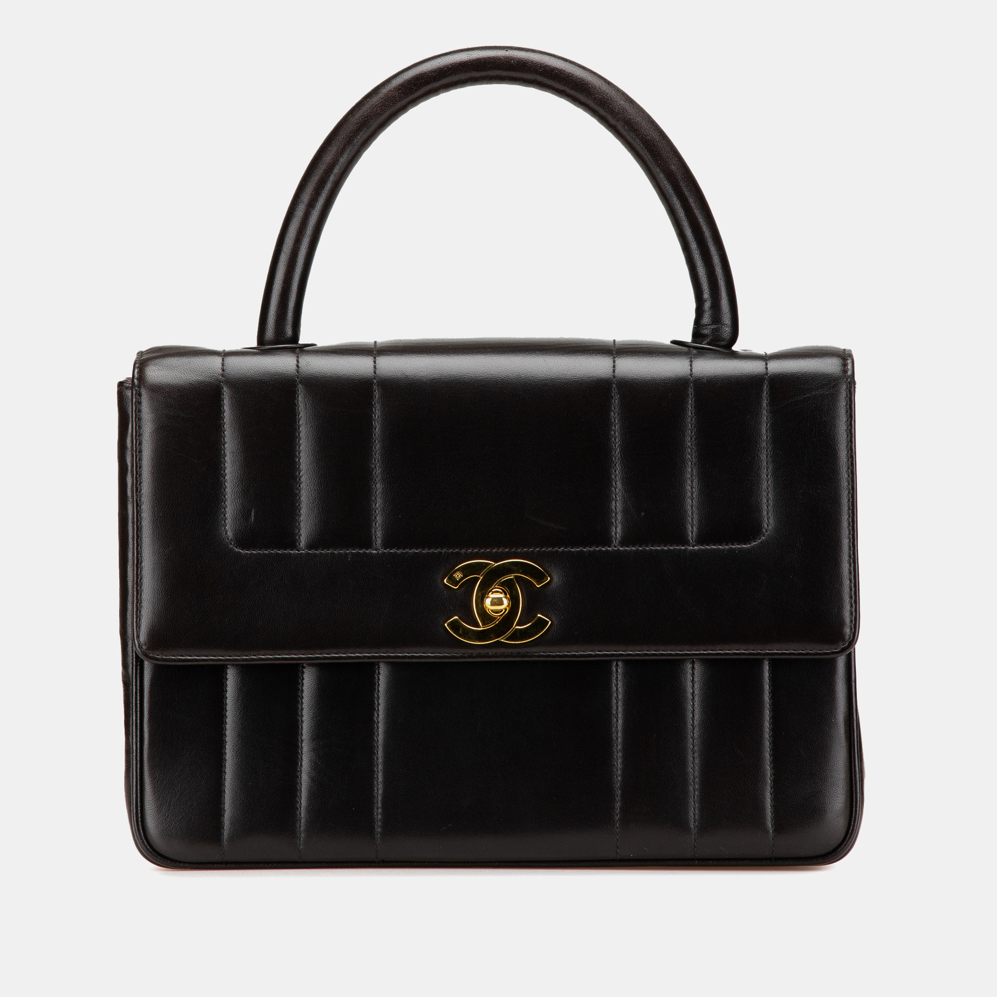 

Chanel Black Lambskin Mademoiselle Kelly Top Handle Bag