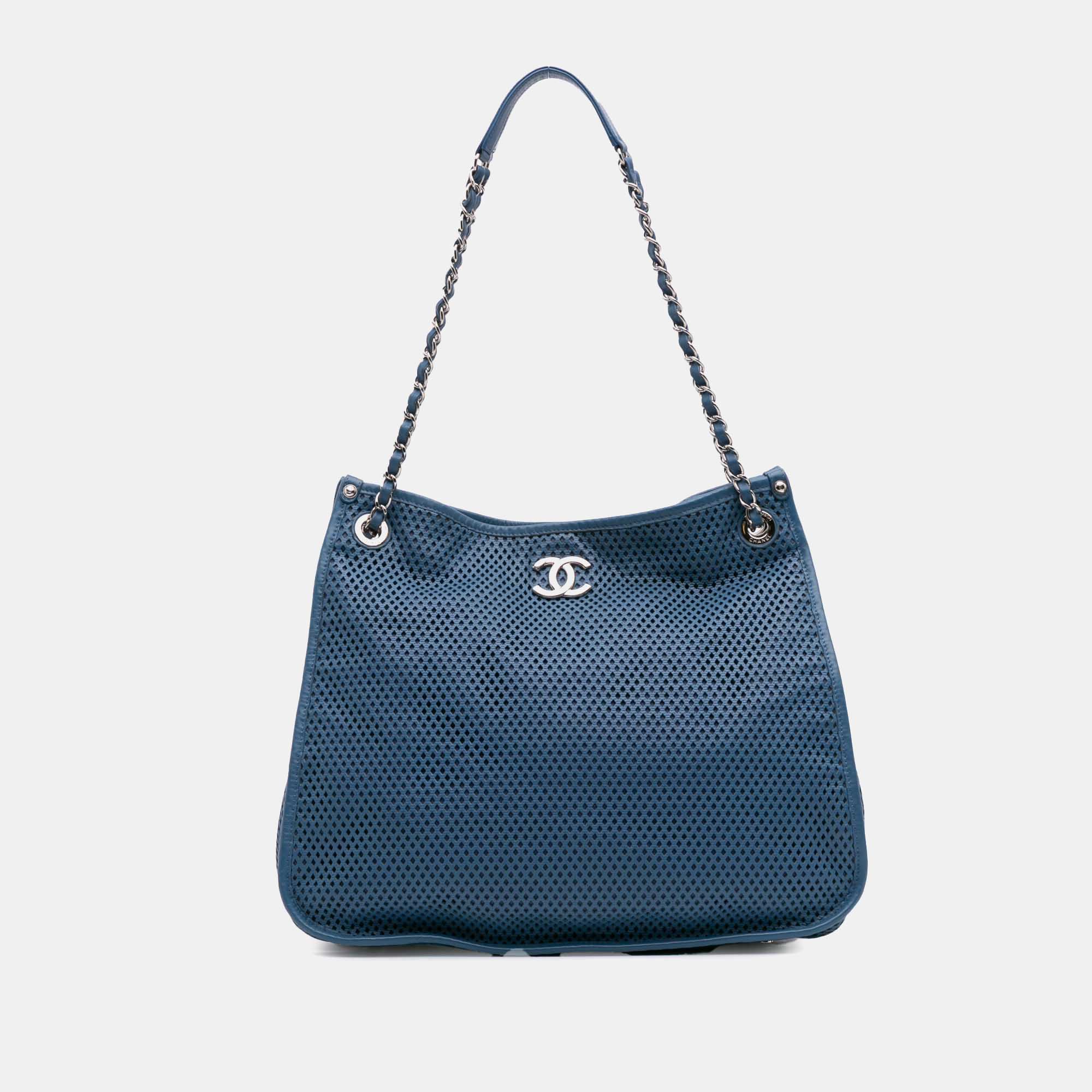 

Chanel Blue Perforated Calfskin Up In The Air Tote