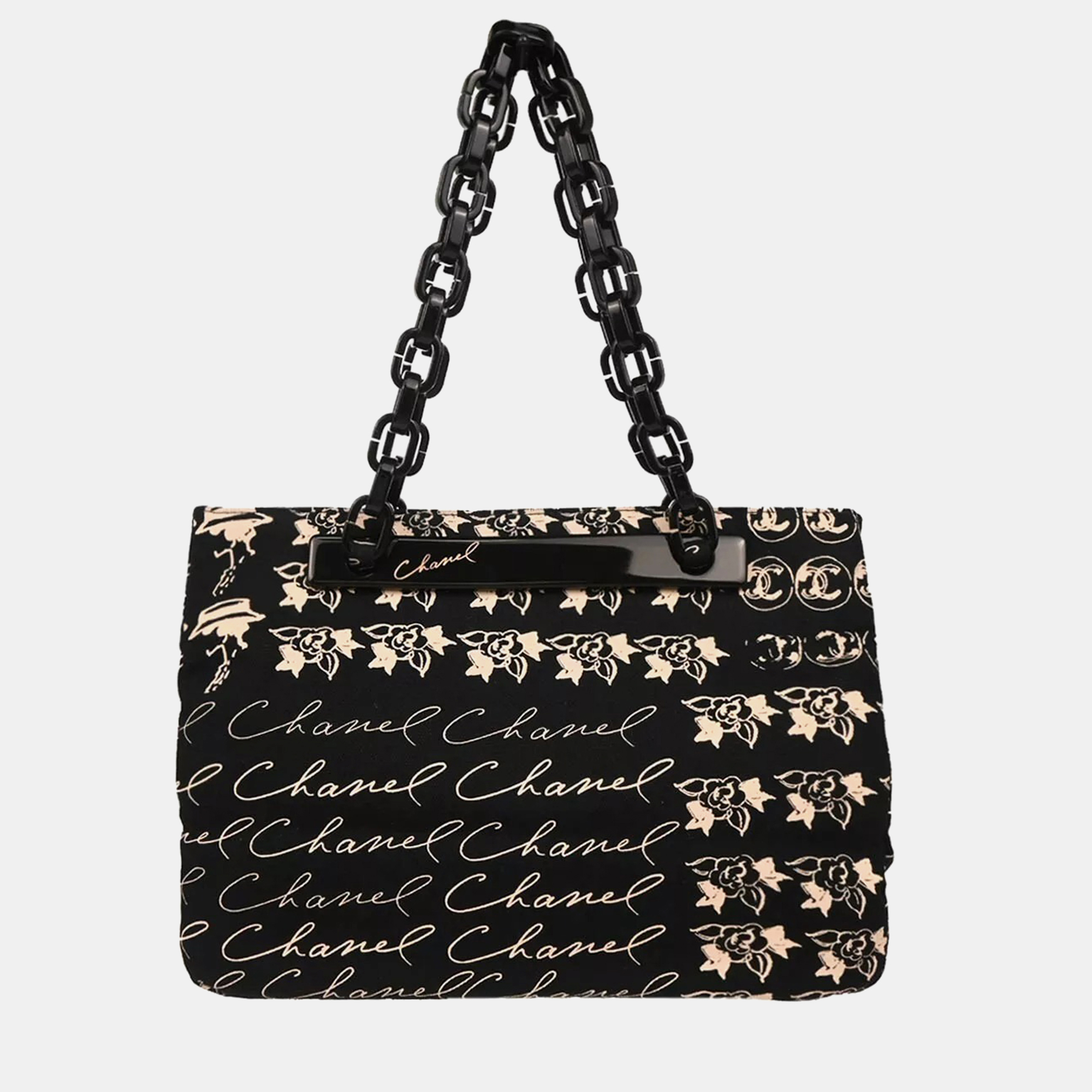

Chanel Black Printed Canvas Tote Bag