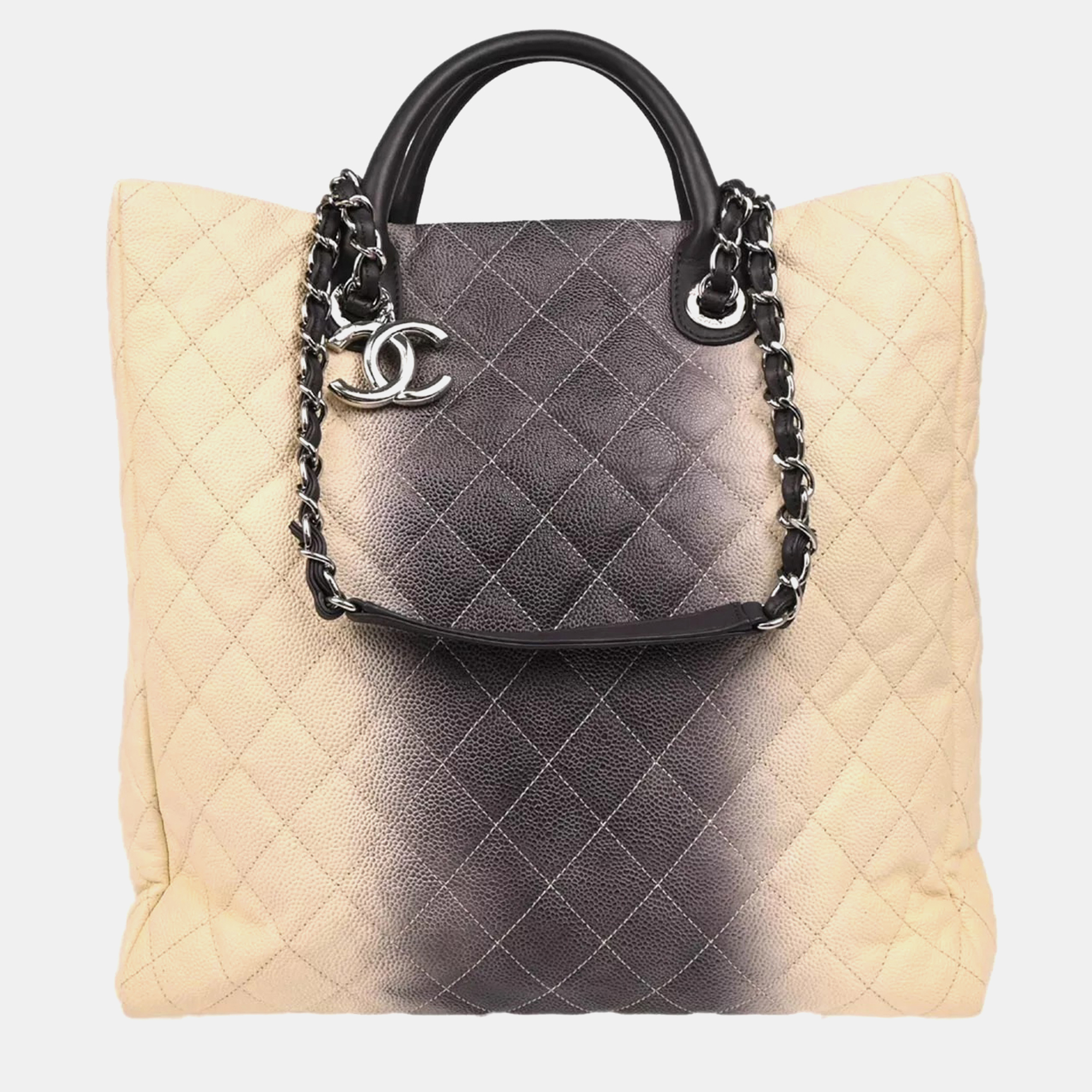 

Chanel Bicolour Calfskin Chain Tote Bag, Grey