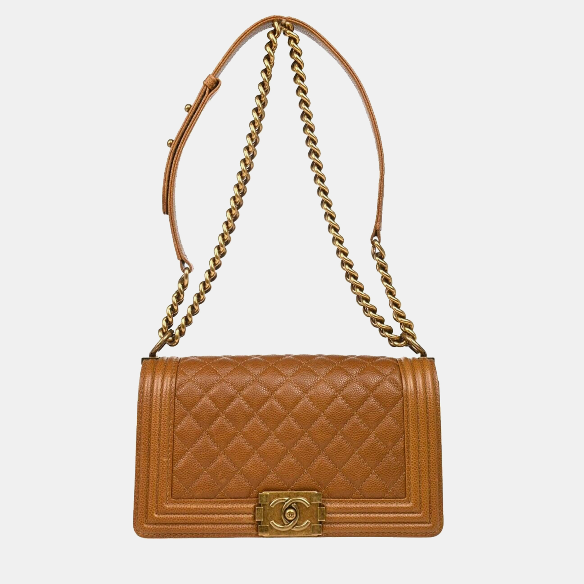 

Chanel Brown Calfskin Medium Chain Boy Shoulder Bag