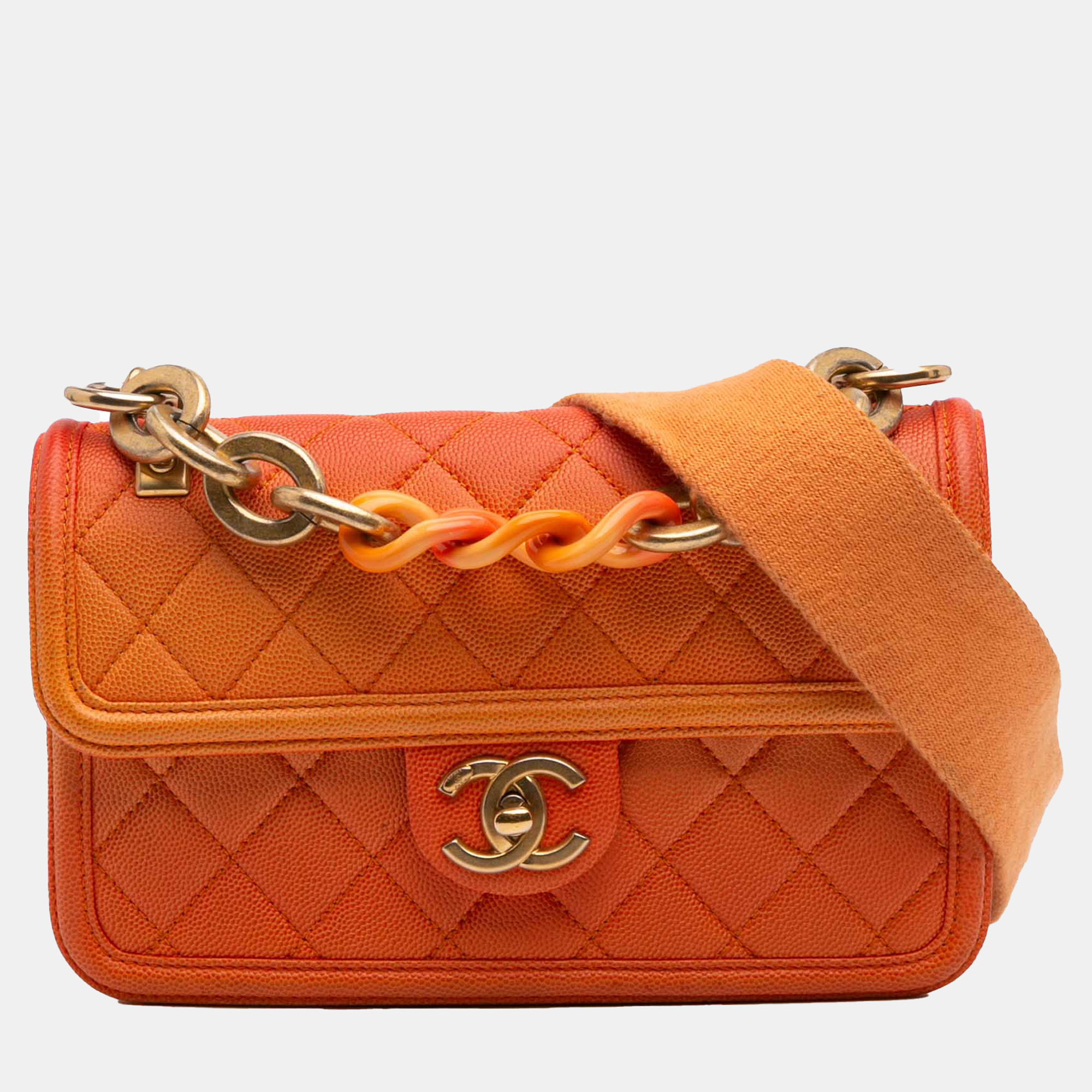 

Chanel Orange Small Quilted Caviar Sunset On The Sea Flap