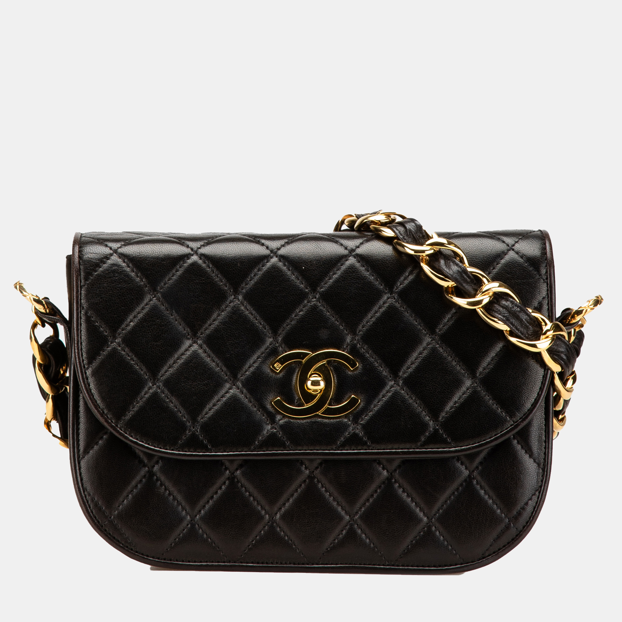 

Chanel Black CC Quilted Lambskin Chain Flap