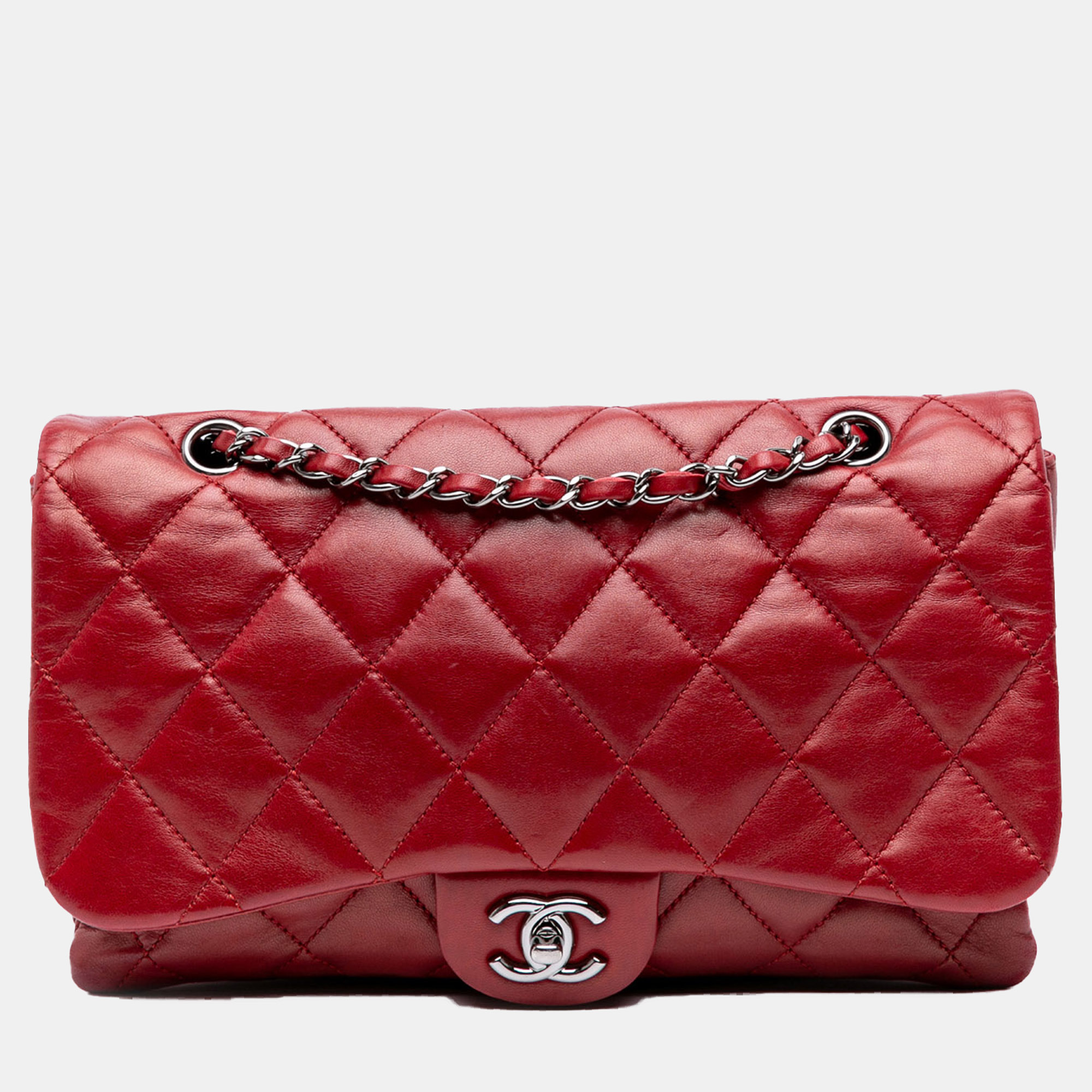 

Chanel Red Quilted Lambskin 3 Accordion Flap