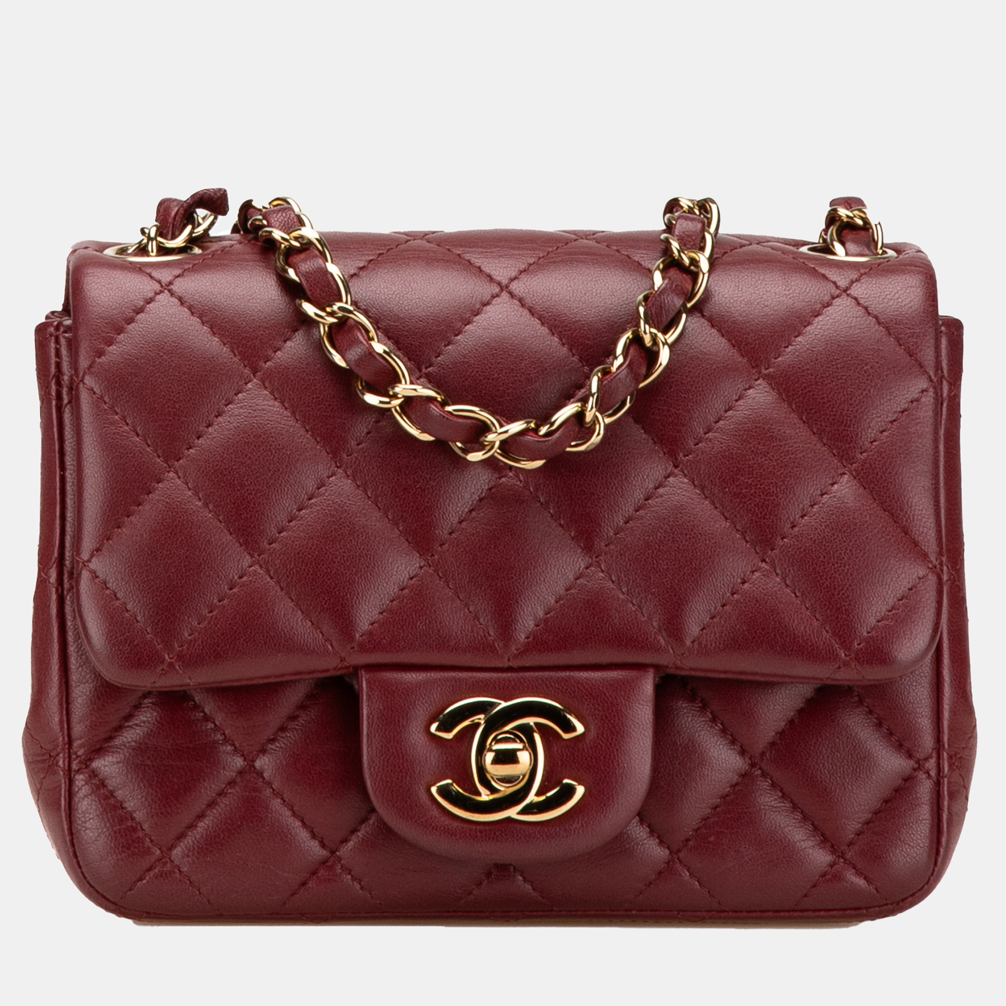 

Chanel Burgundy Mini Square Classic Lambskin Single Flap