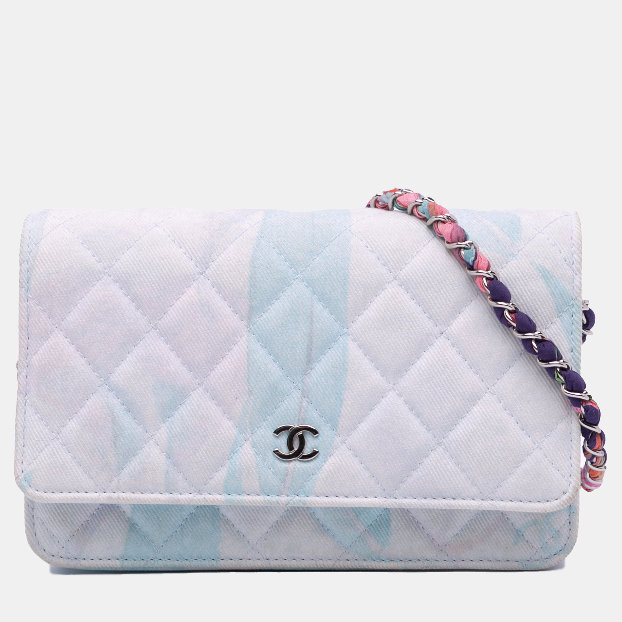 

Chanel White CC Quilted Canvas Jungle Jeans Wallet on Chain