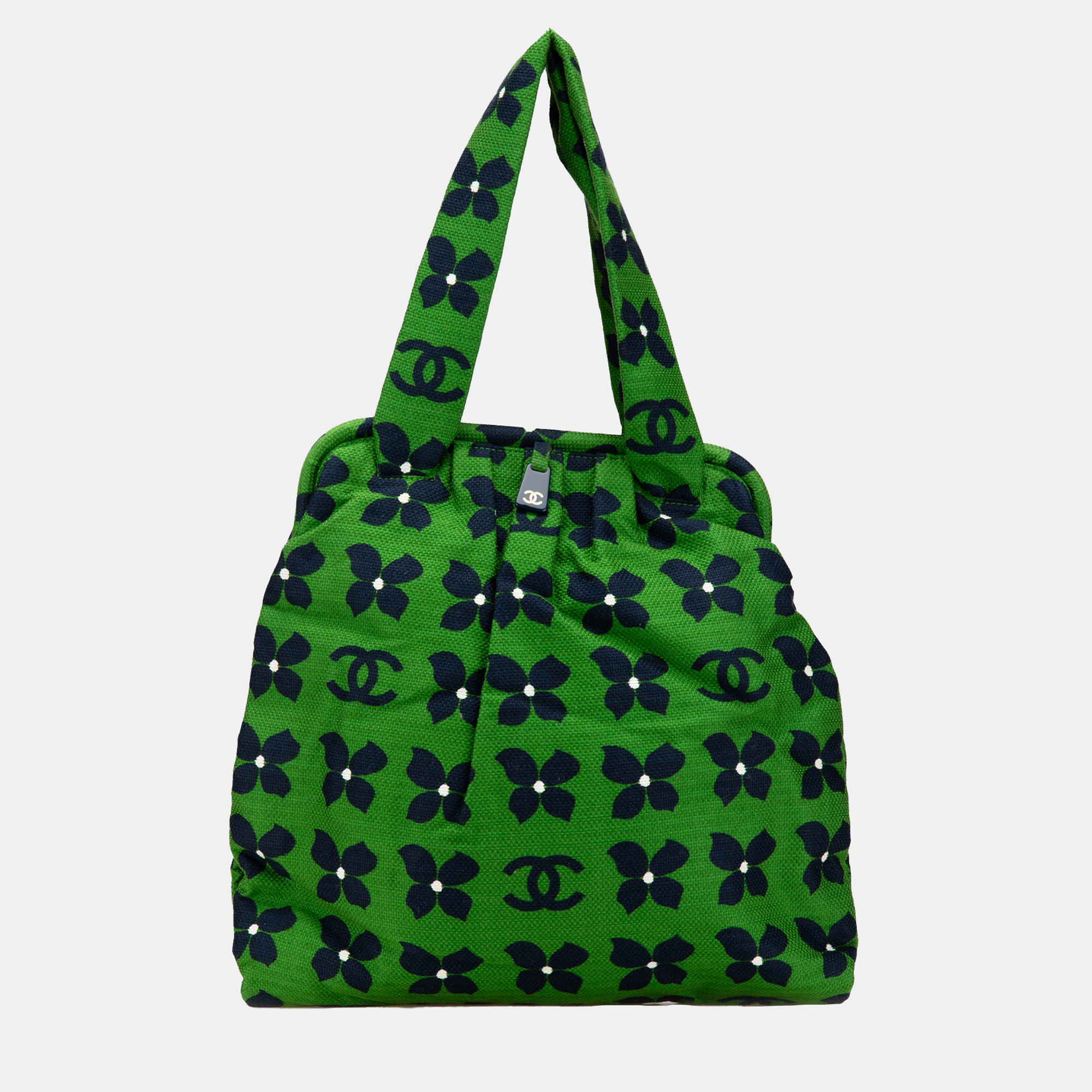 

Chanel Green CC Printed Canvas Floral Frame Tote