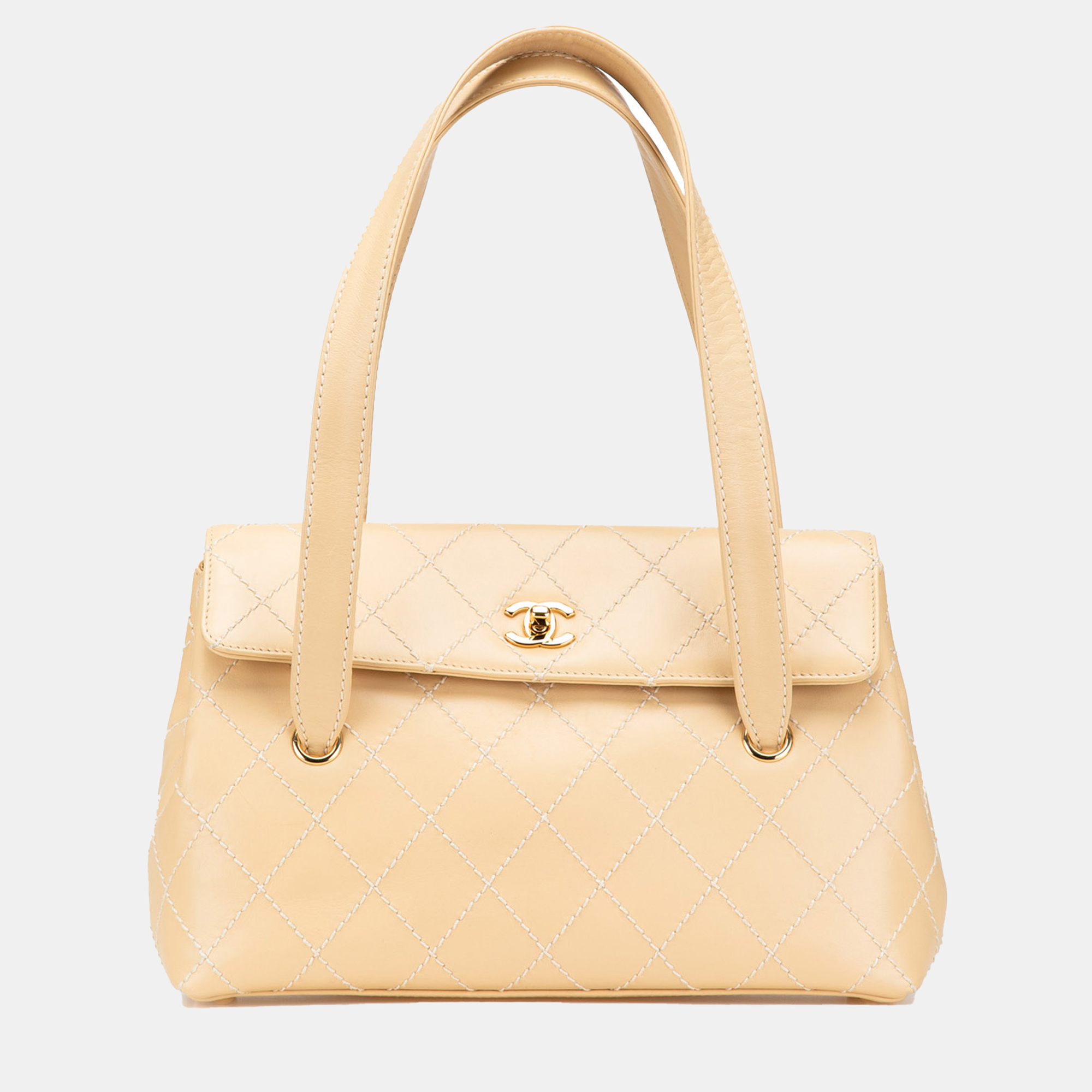 

Chanel Beige CC Calfskin Wild Stitch Flap Shoulder Bag