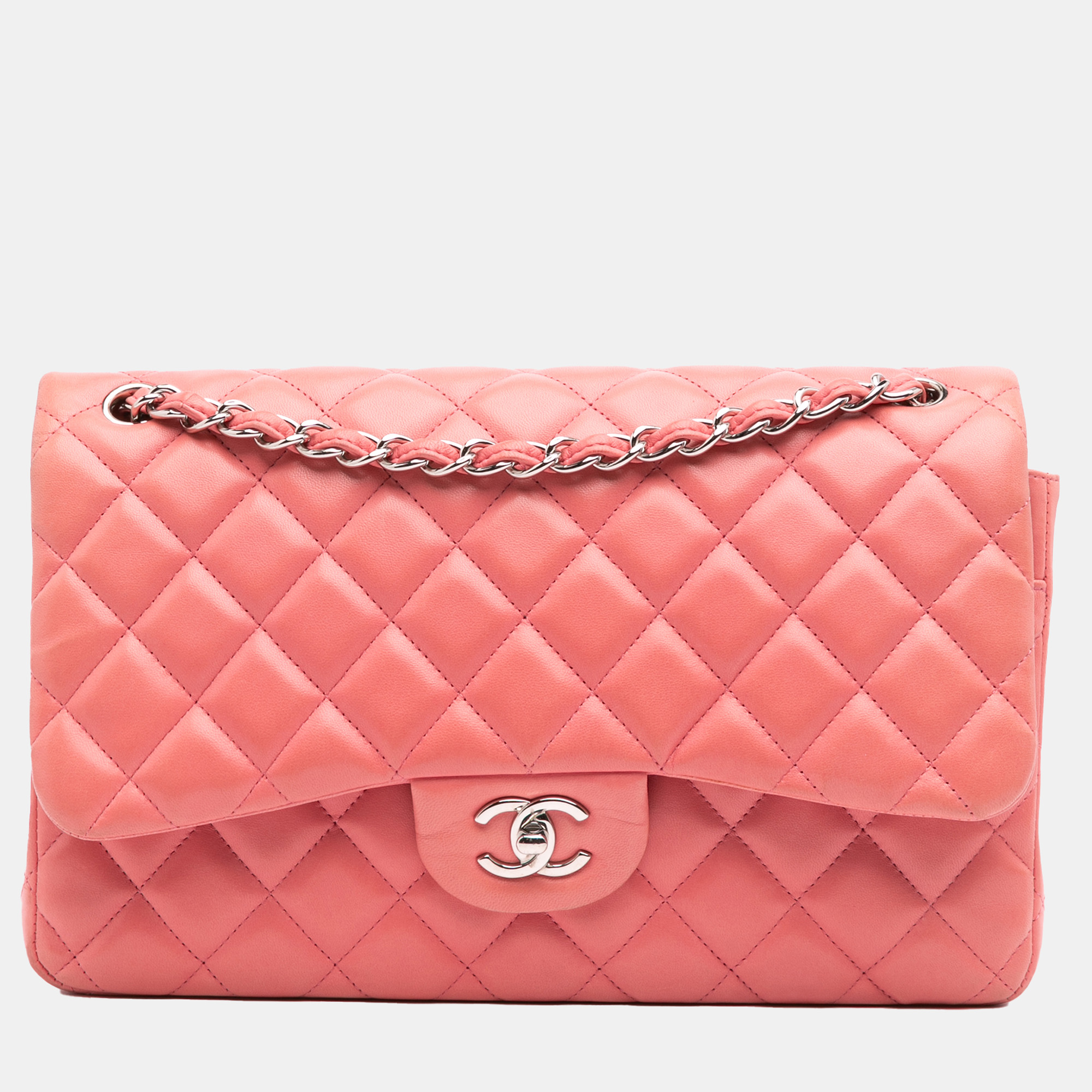 

Chanel Pink Jumbo Classic Lambskin Double Flap