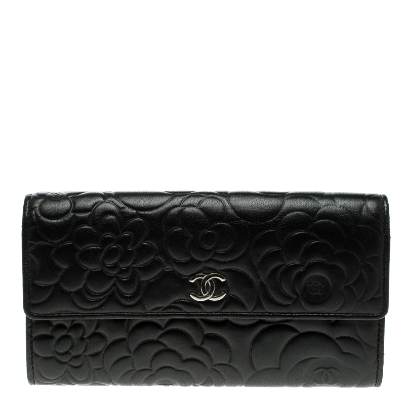 Chanel Black Leather Camellia Flap Wallet Chanel | TLC