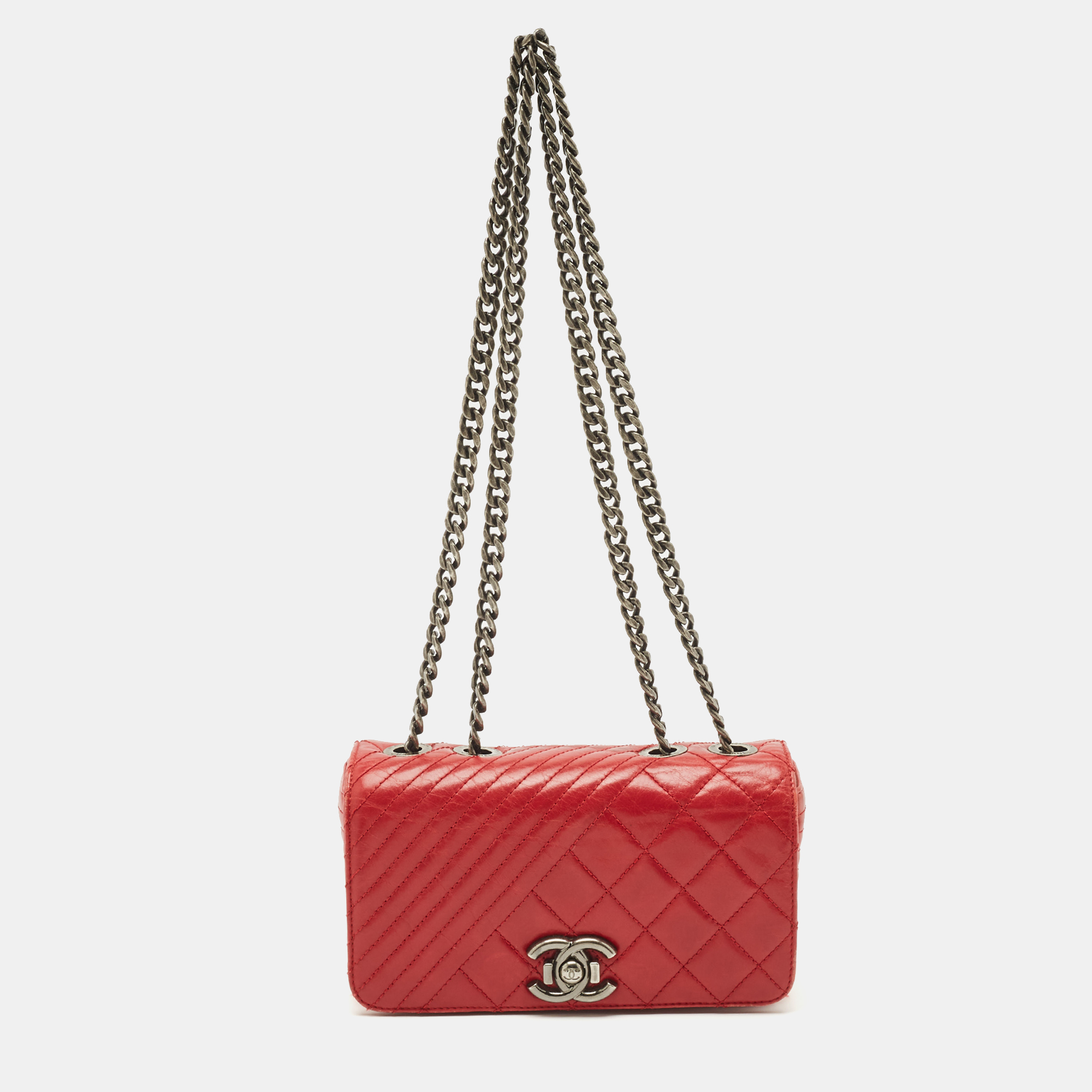 

Chanel Red Mixed Quilted Leather Small Coco Boy Flap Bag