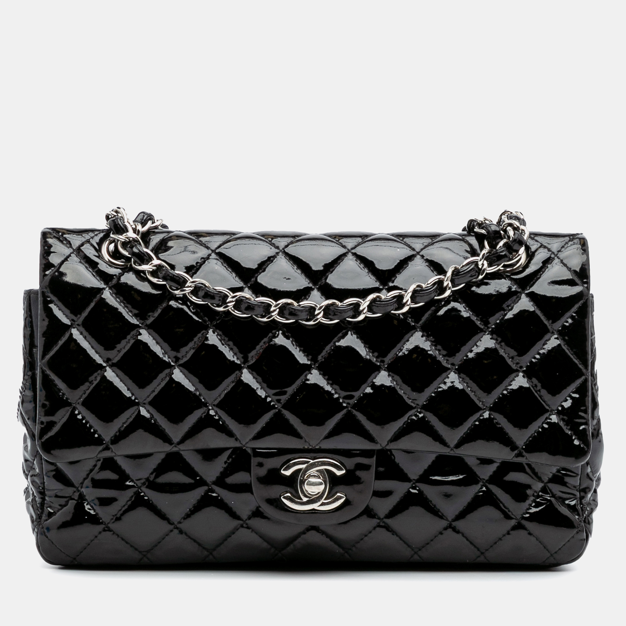 

Chanel Black Patent Medium Classic Double Flap